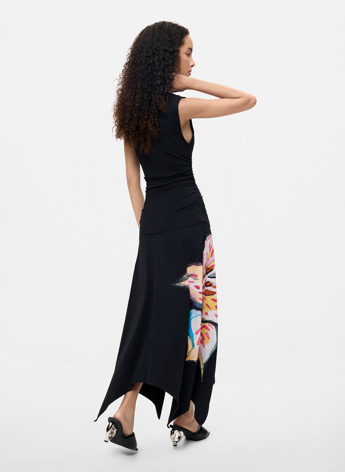 Robe longue col rond asymétrique DESIGUAL Noir