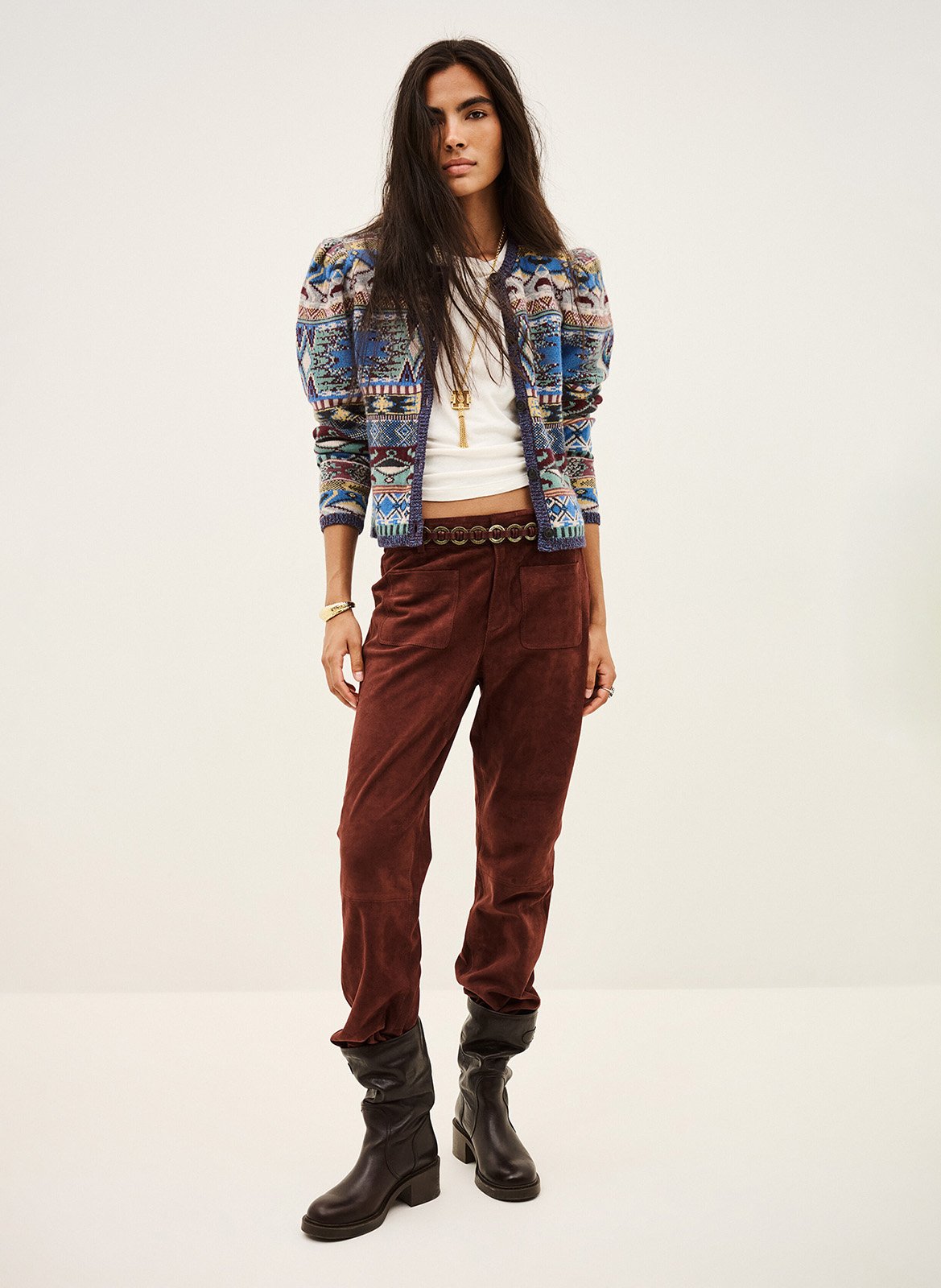 Straight round neck printed cardigan. BA&SH Multicolored