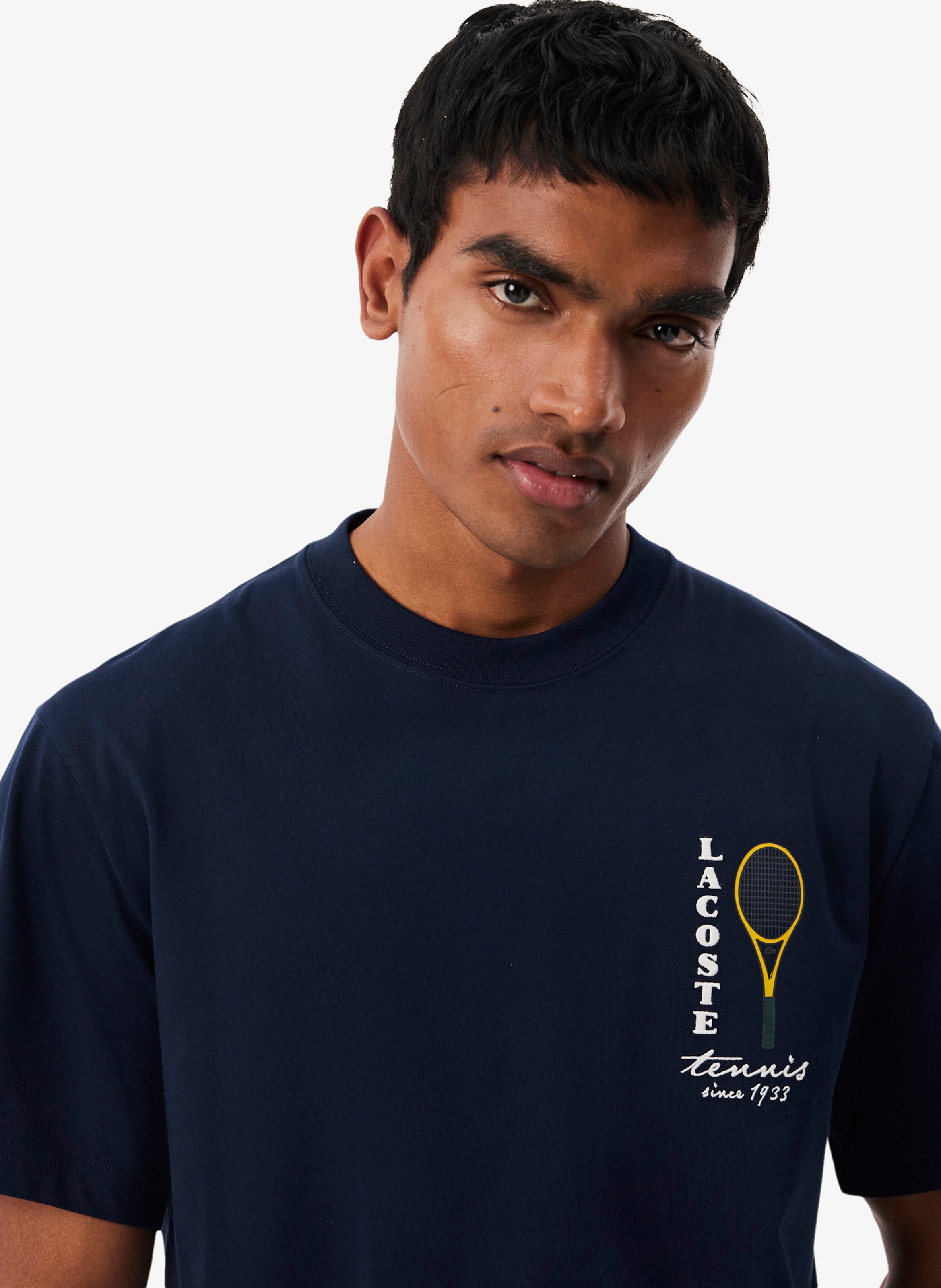 Besticktes Baumwoll-T-Shirt LACOSTE Blau