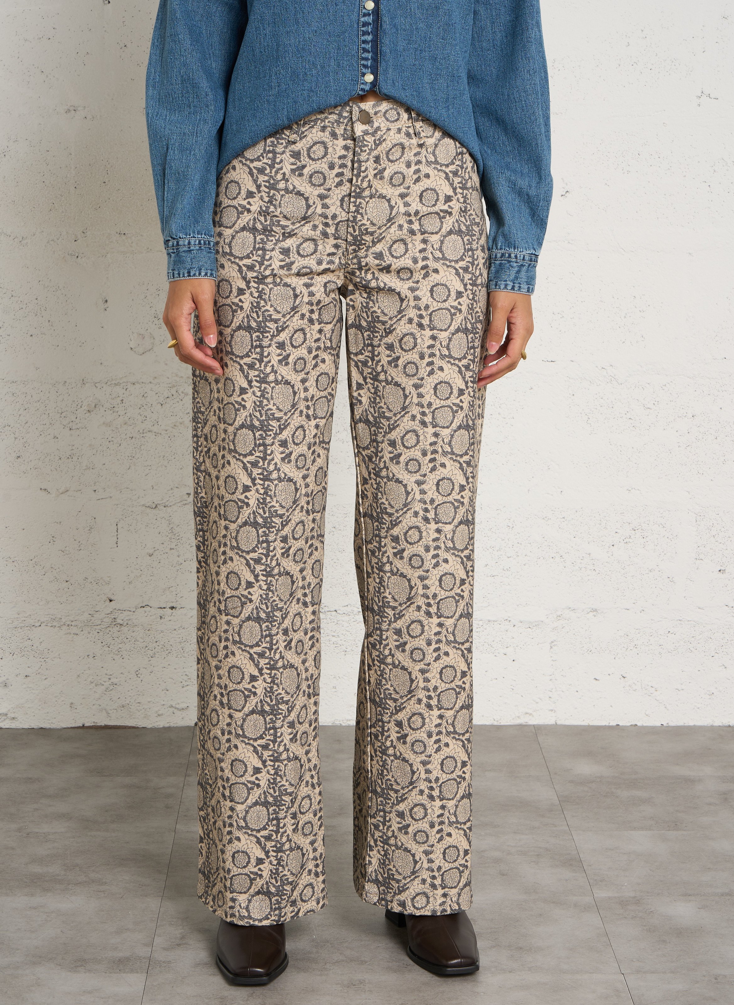 Weite Hose mit Print MAISON HOTEL Grau