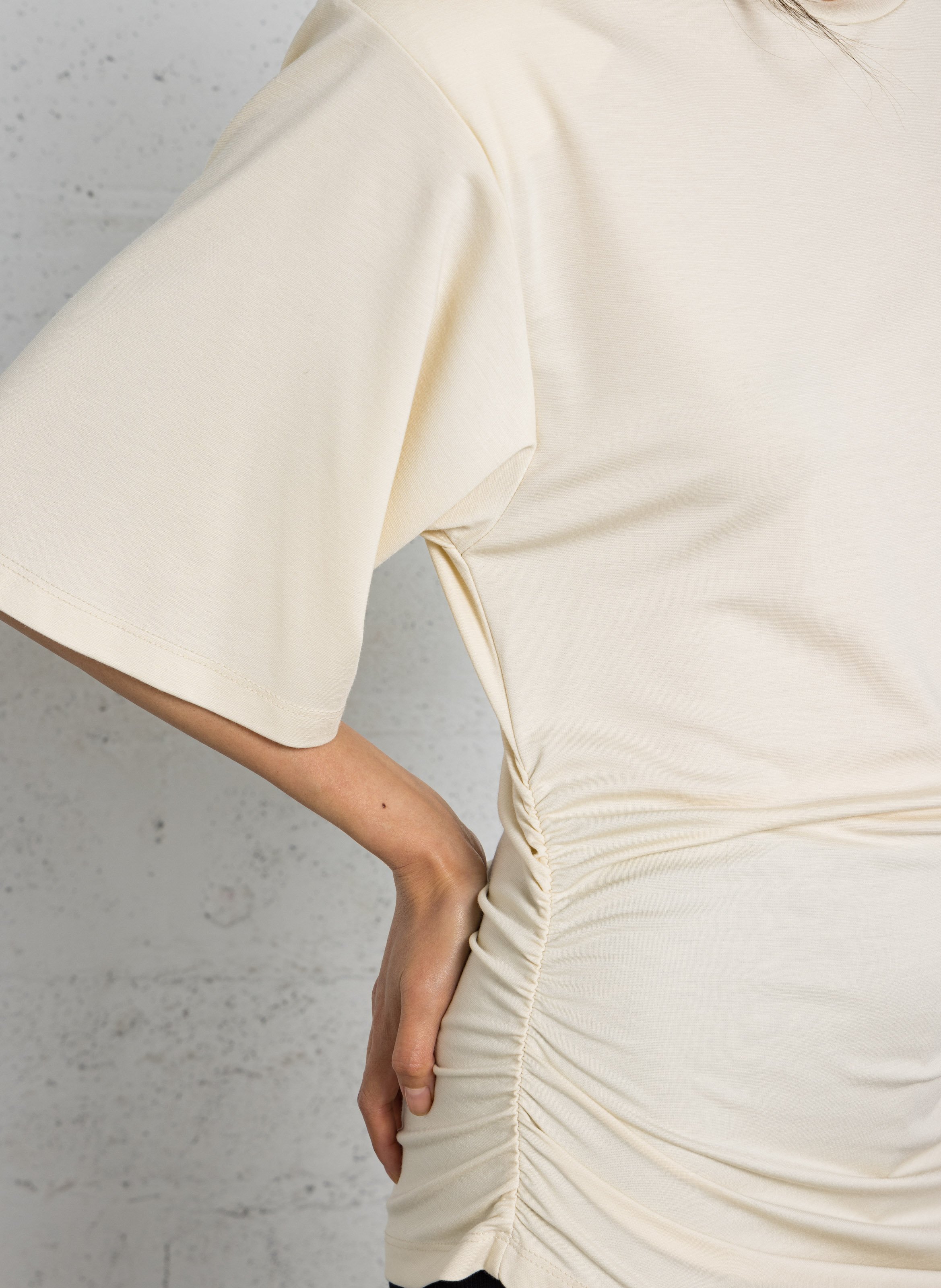 T-shirt long manches courtes froncé IMPERIAL Beige