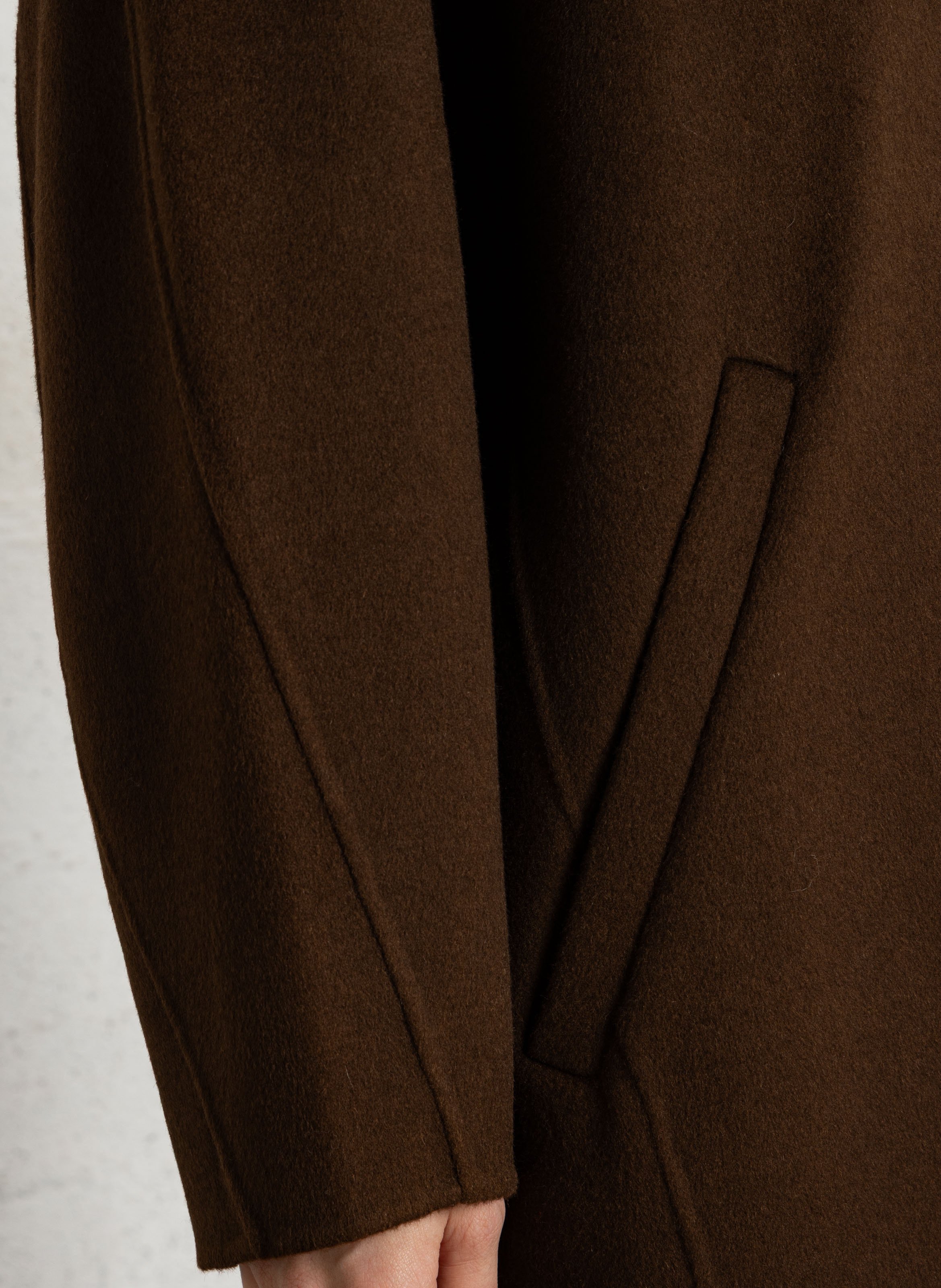 Manteau col rond en laine mélangée SOEUR Marron