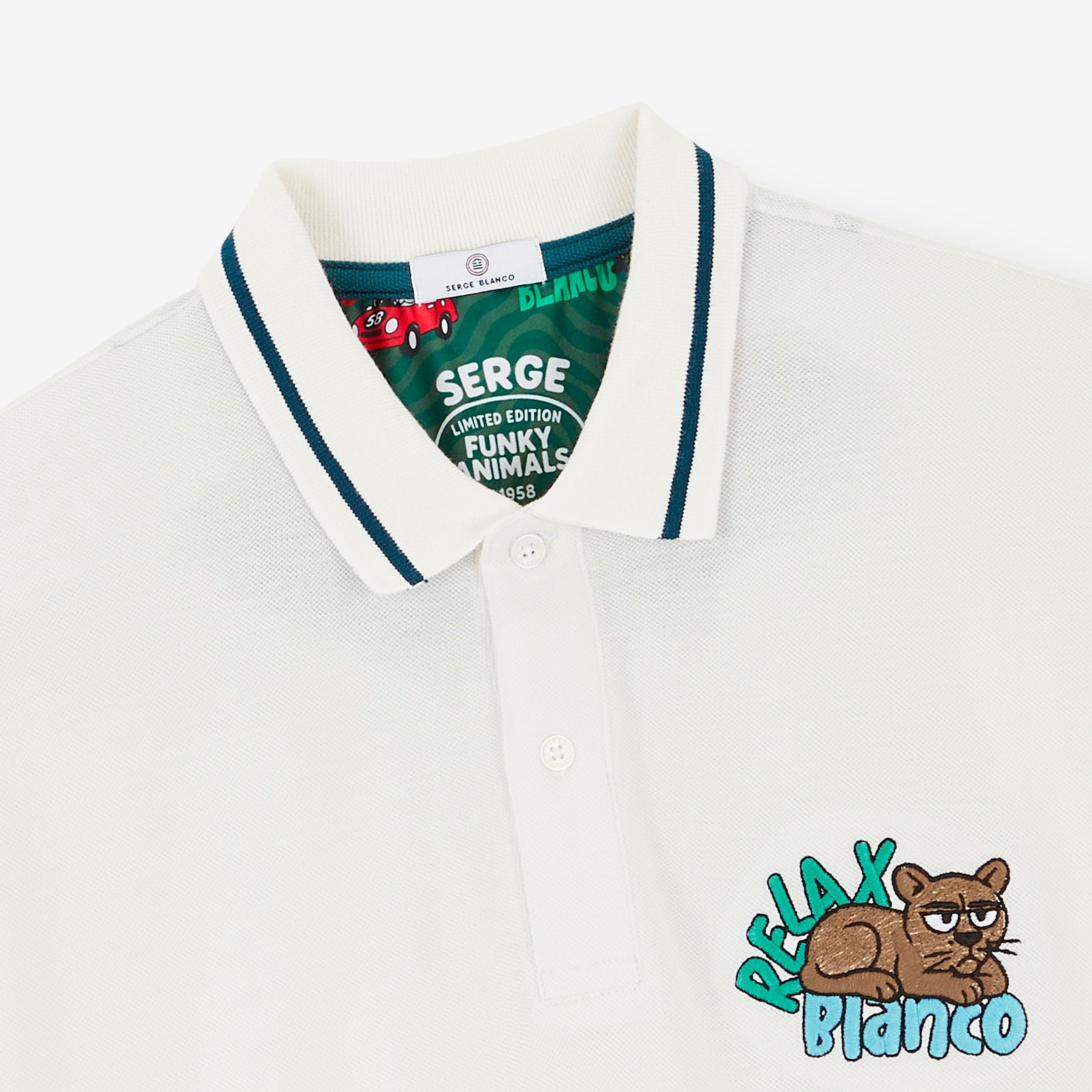 FUNKY ANIMALS short-sleeved piqué cotton polo shirt SERGE BLANCO Beige