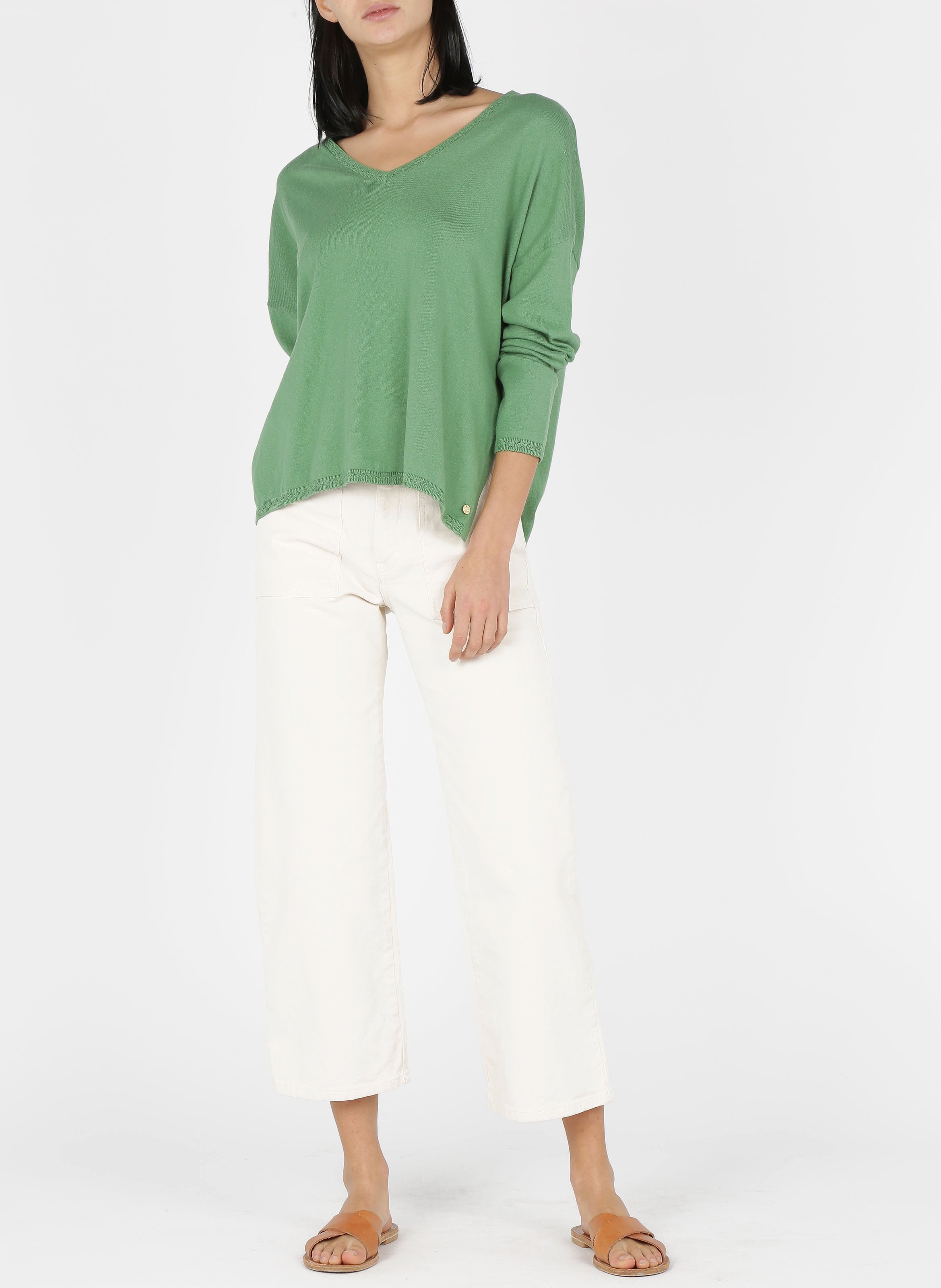 Vaquero cropped de algodón elástico ACQUAVERDE Blanco