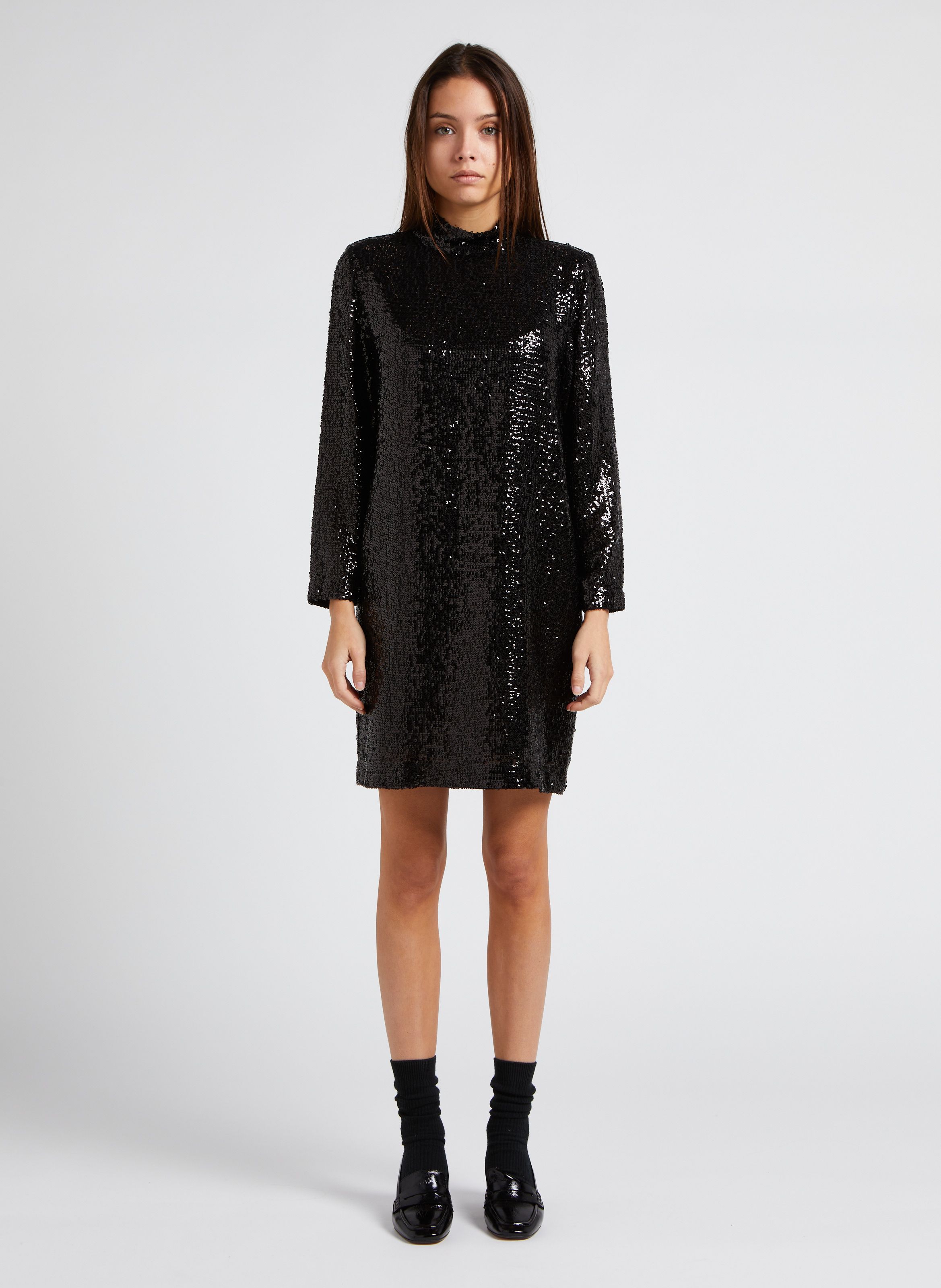 Robe Courte Col Montant Sequins Cilem Bis Noir Maison 123