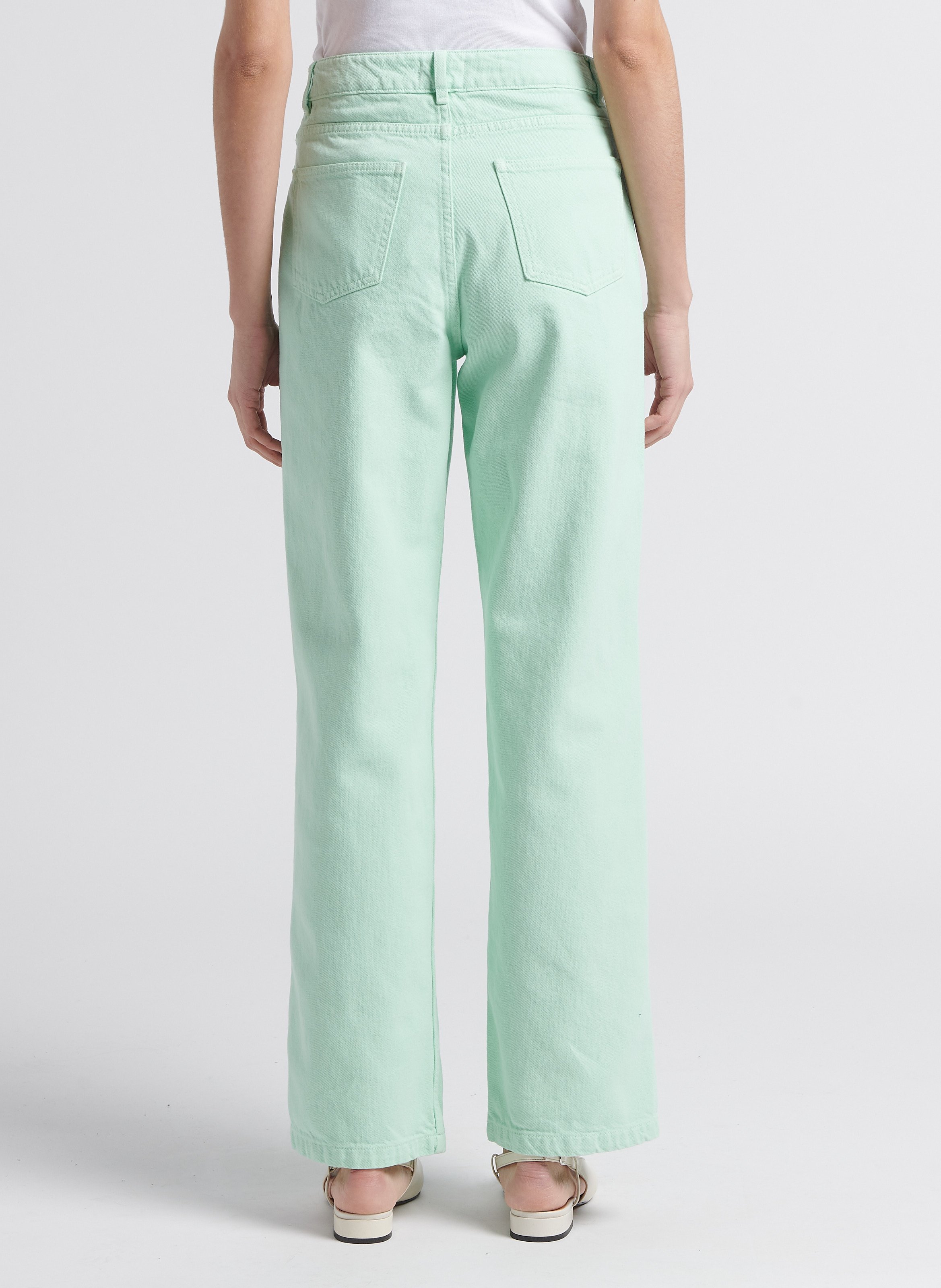 Straight Cut Jeans aus Baumwolle mit Stickerei INDEE Grun