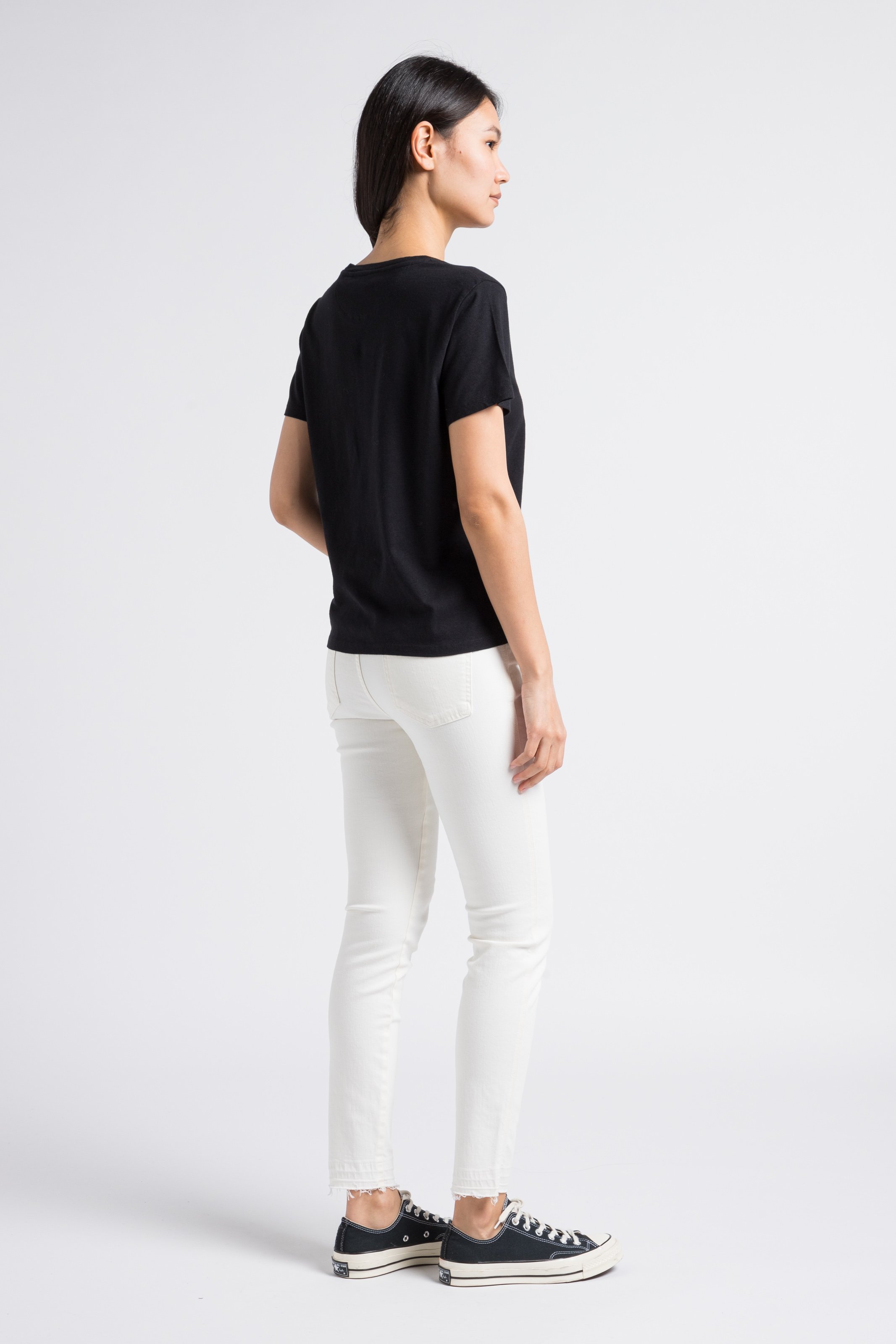 Screen-printed cotton and linen T-shirt SWILDENS Black