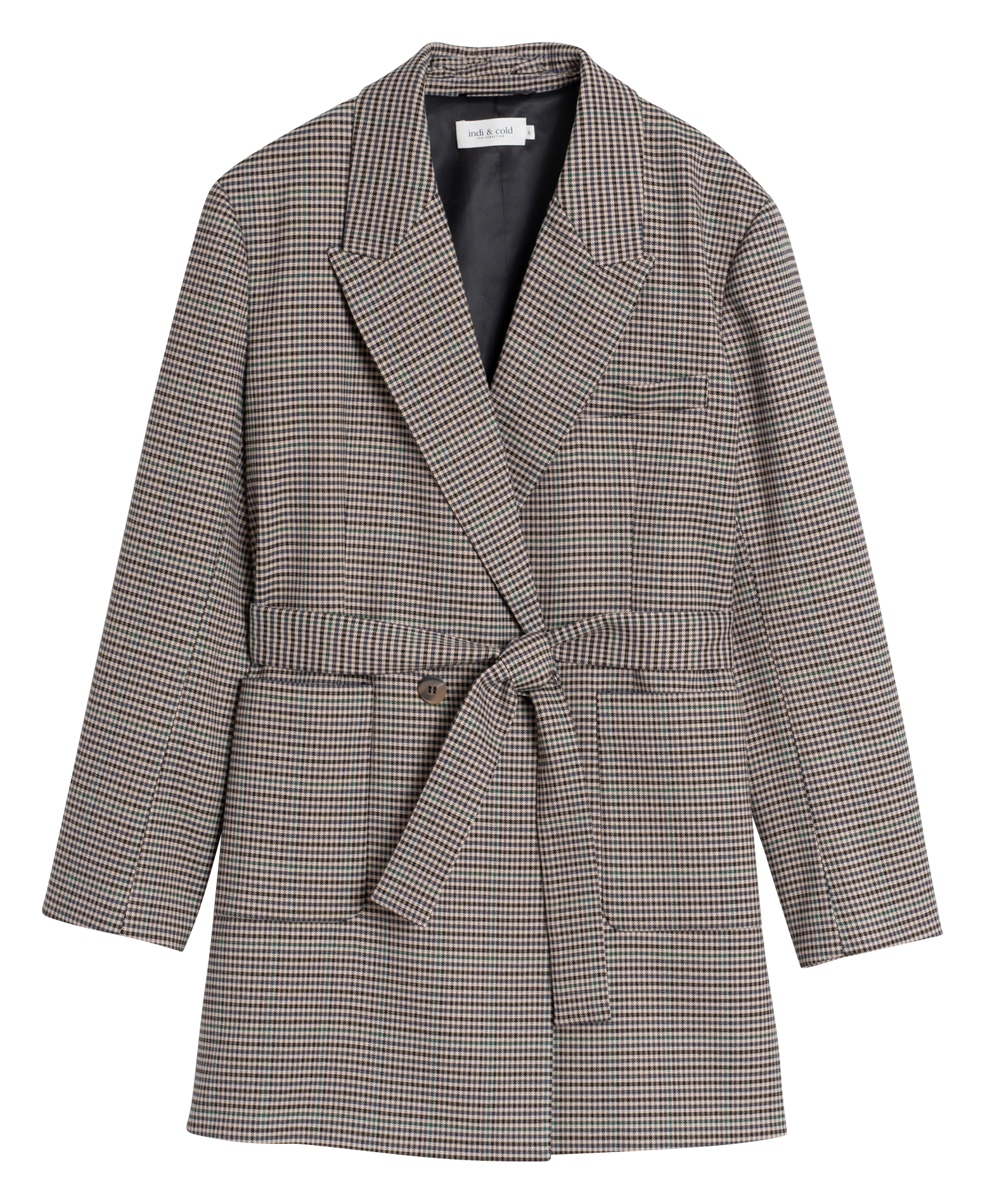 Houndstooth pattern blazer with lapel collar INDI & COLD Black