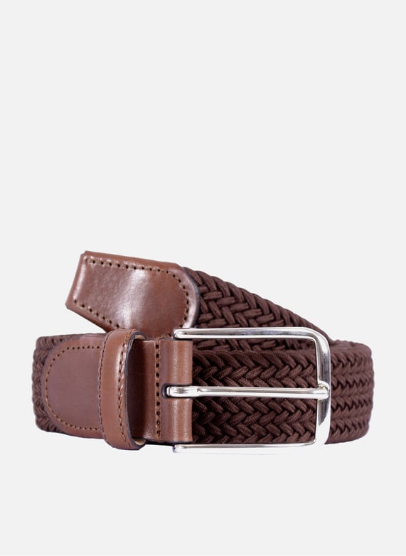 Ceinture tressee polyester cuir Marron
