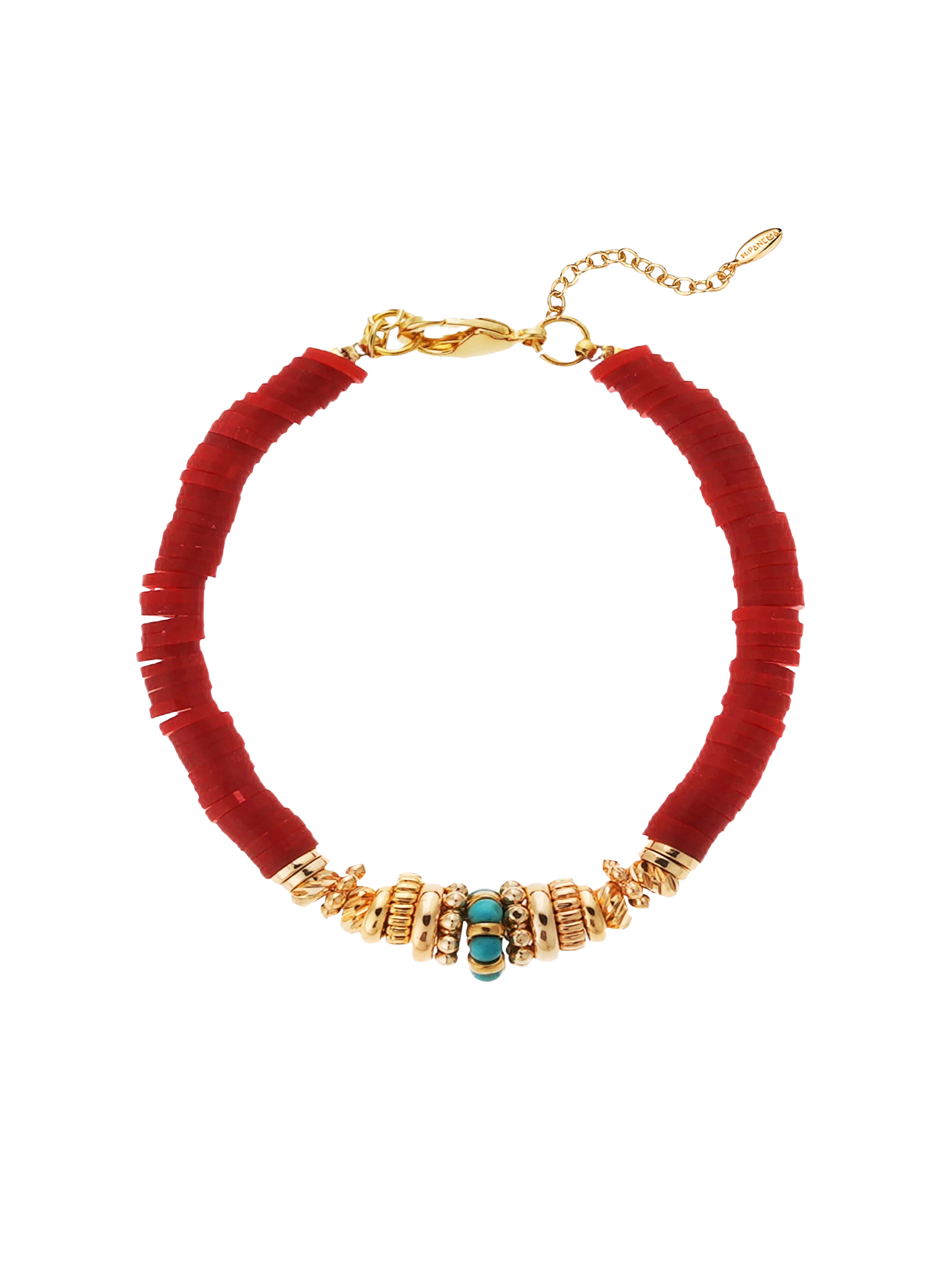 Bracelet with beads and adjustable charm HIPANEMA Red