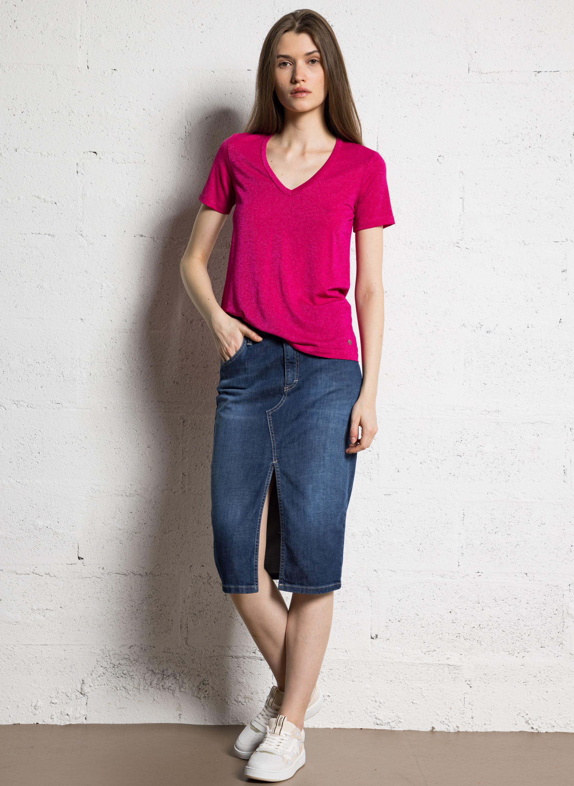 Kokerrok van denim Blauw