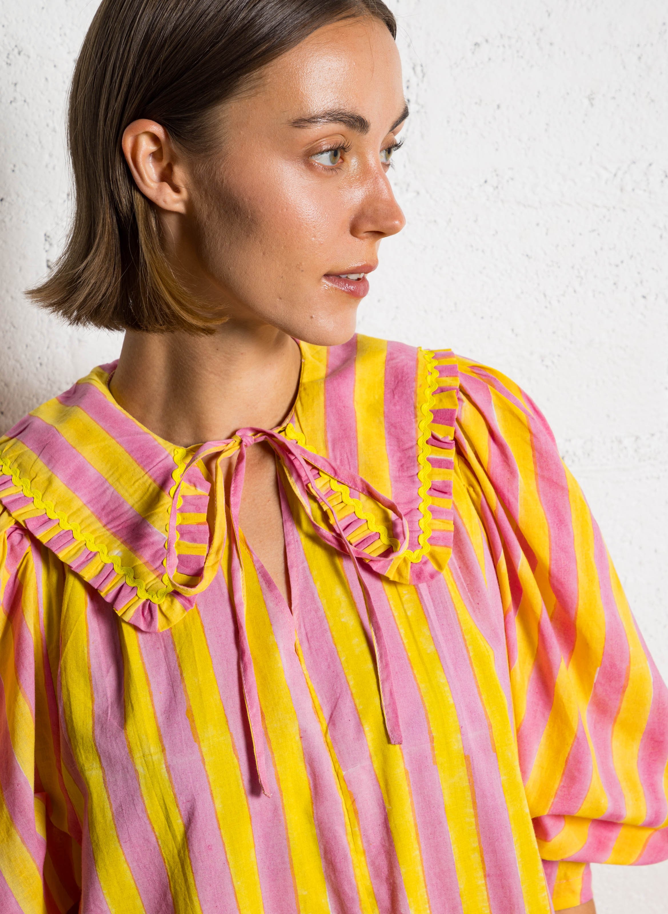 Robe longue col à revers en coton  AUTRE AURA Multicolore