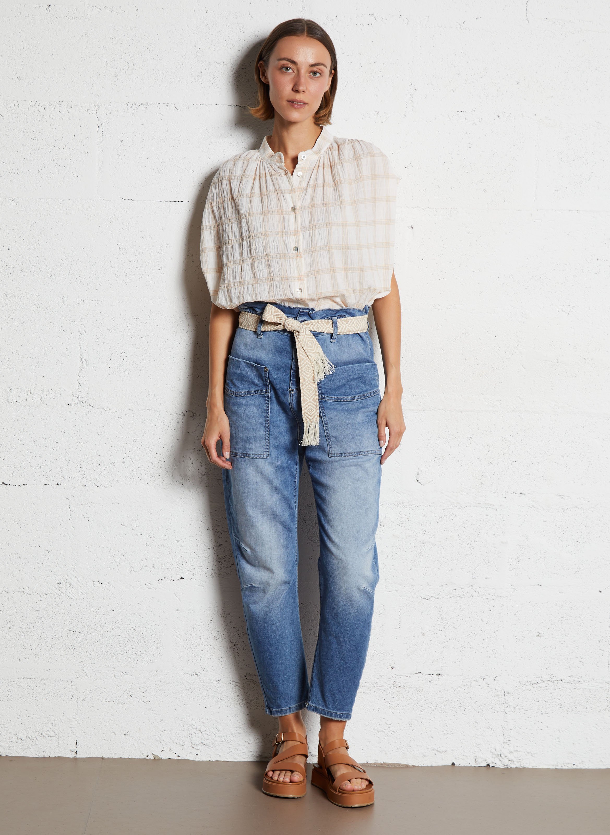 Oversize Hemd aus bedruckter Baumwollmischung PLEASE Mehrfarbig