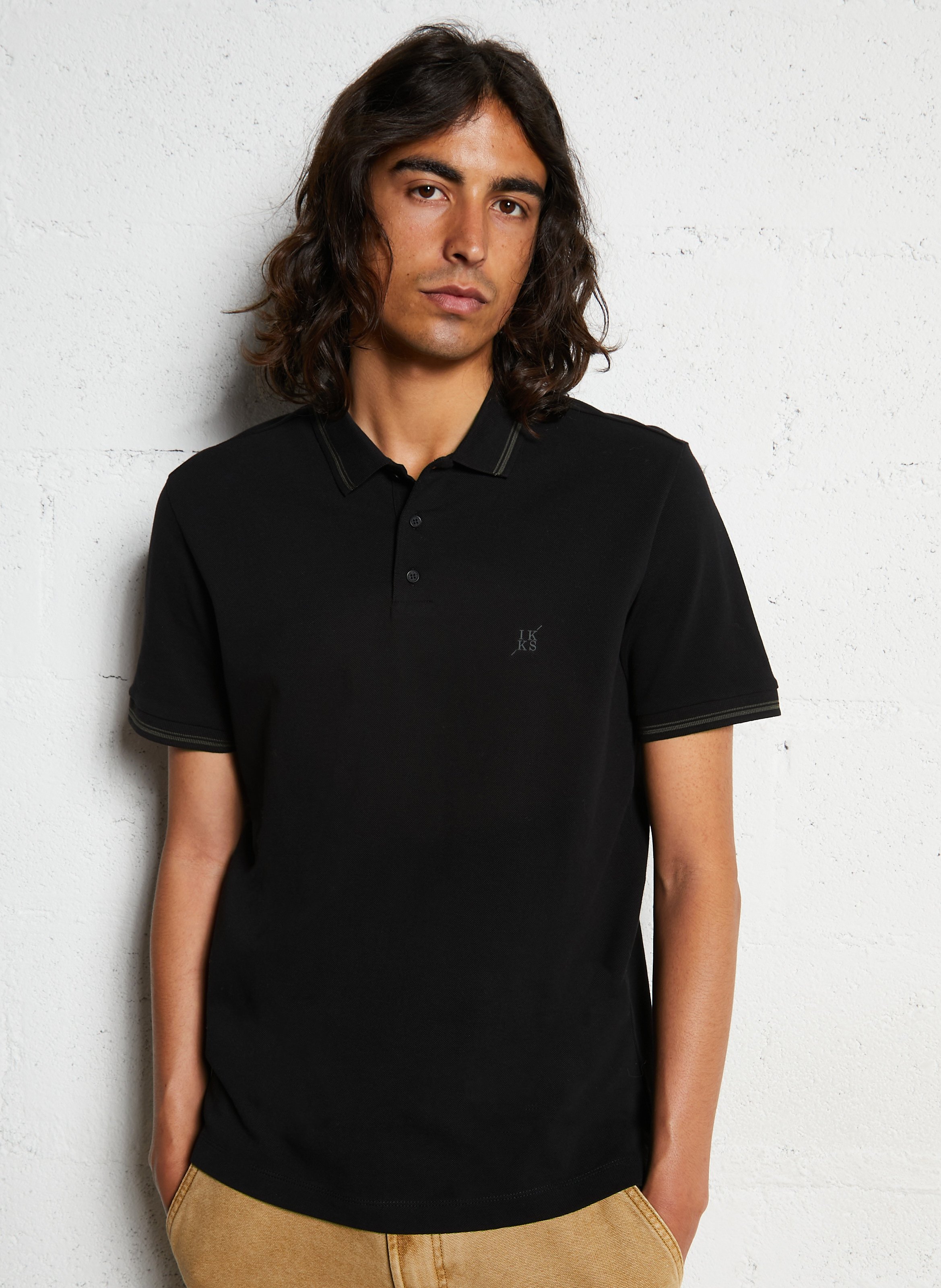 Poloshirt mit kurzen Ärmeln im Regular Fit IKKS Schwarz