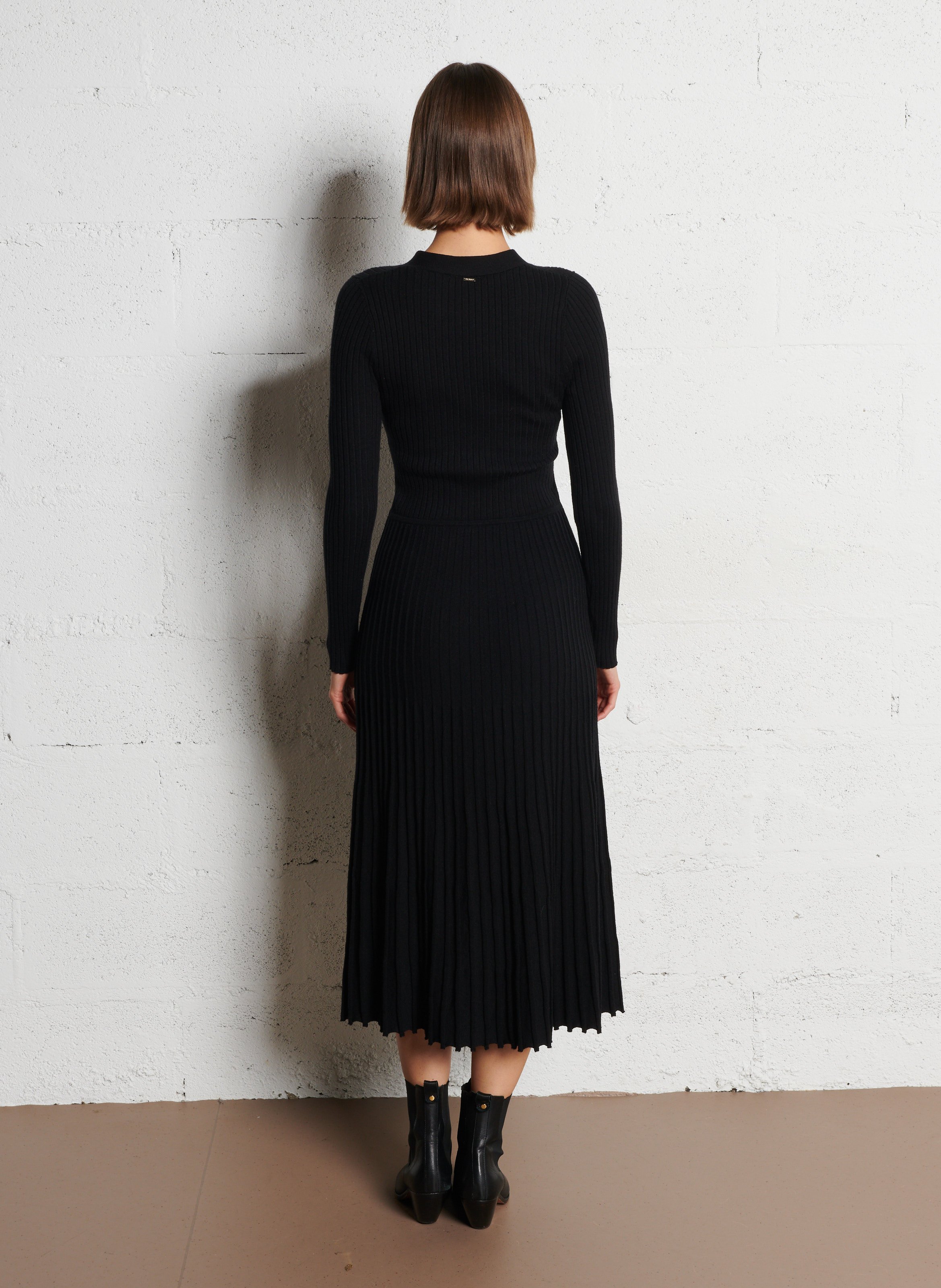 Robe longue col v  IKKS Noir