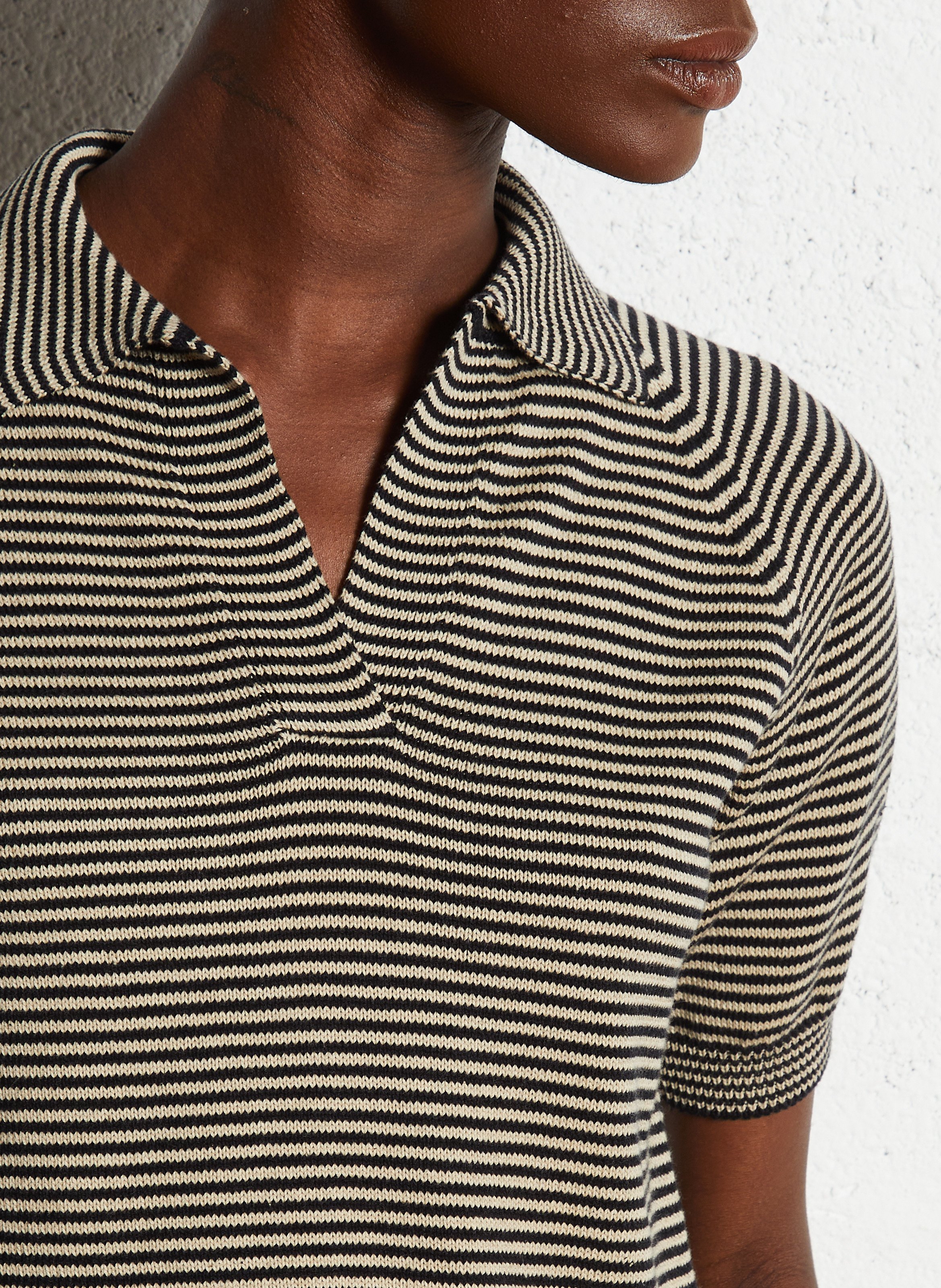 Striped straight cotton polo shirt MAX MARA WEEK END Beige