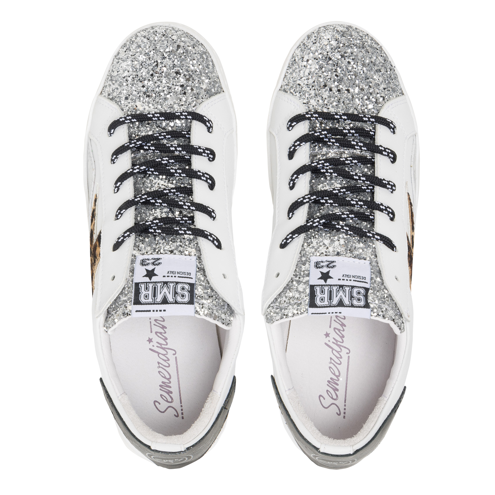 Baskets basses en cuir mélangé SEMERDJIAN - SMR Argent