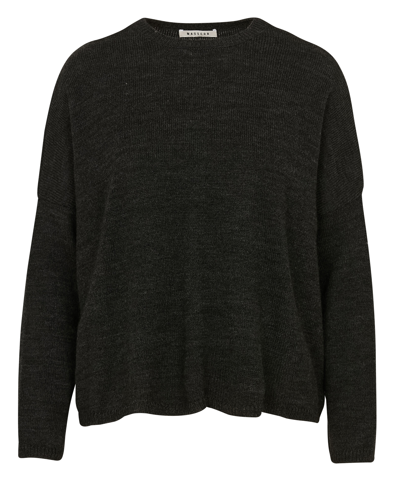 Pull oversize col rond en alpaga mélangé  MASSCOB Noir