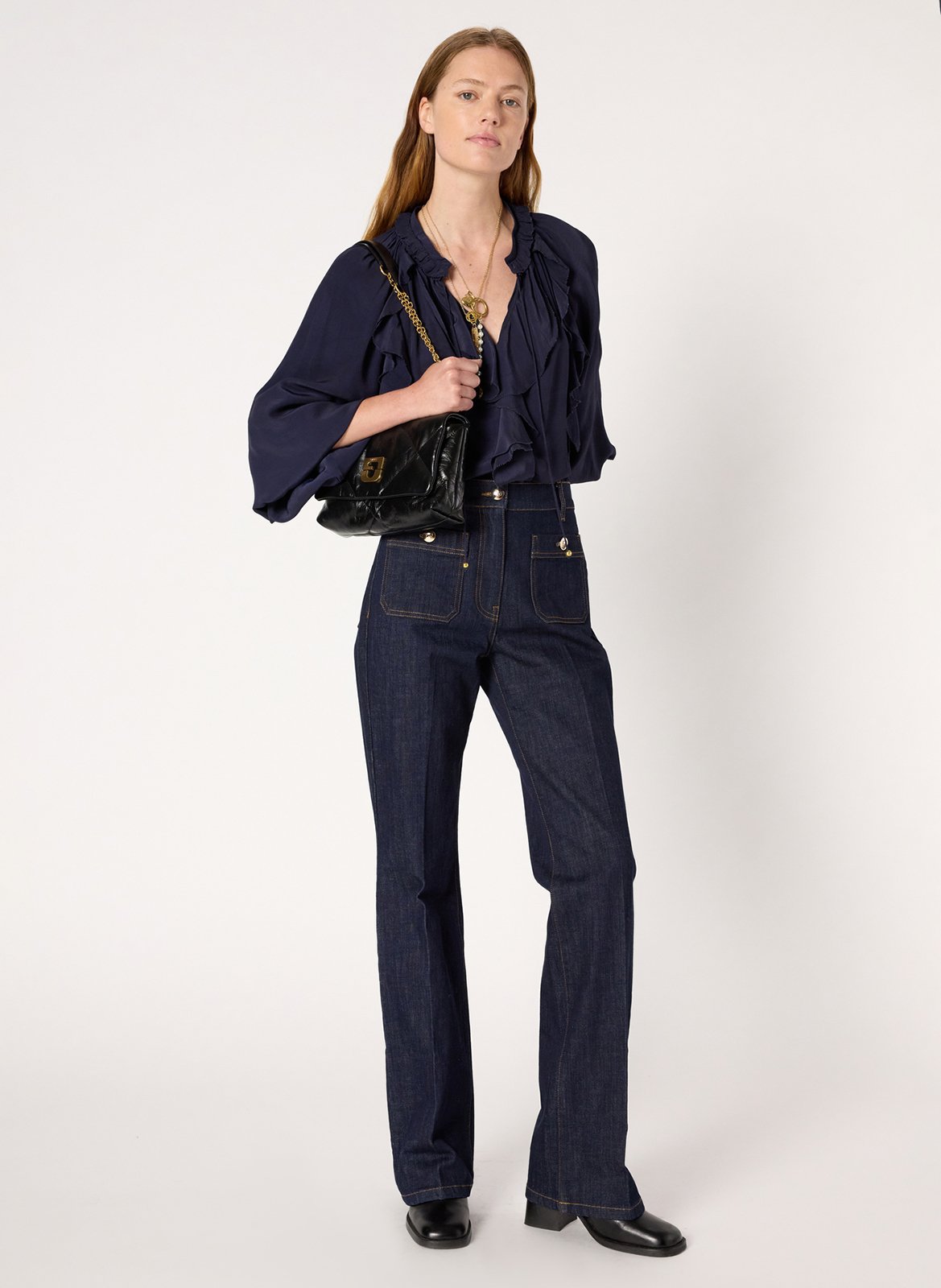 Rechte satijnen blouse GERARD DAREL Blauw