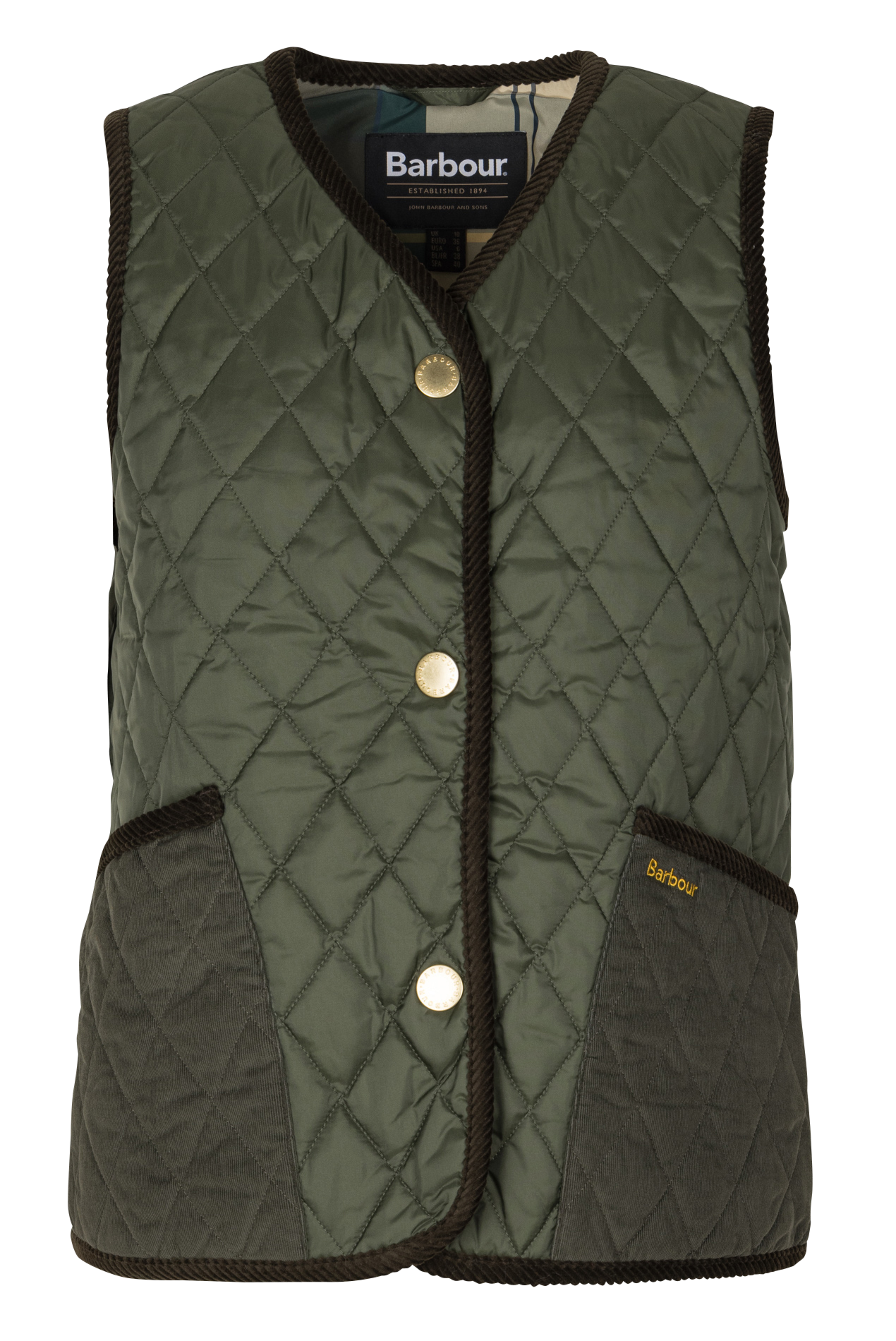 Veste oversize matelassée col V  BARBOUR Kaki