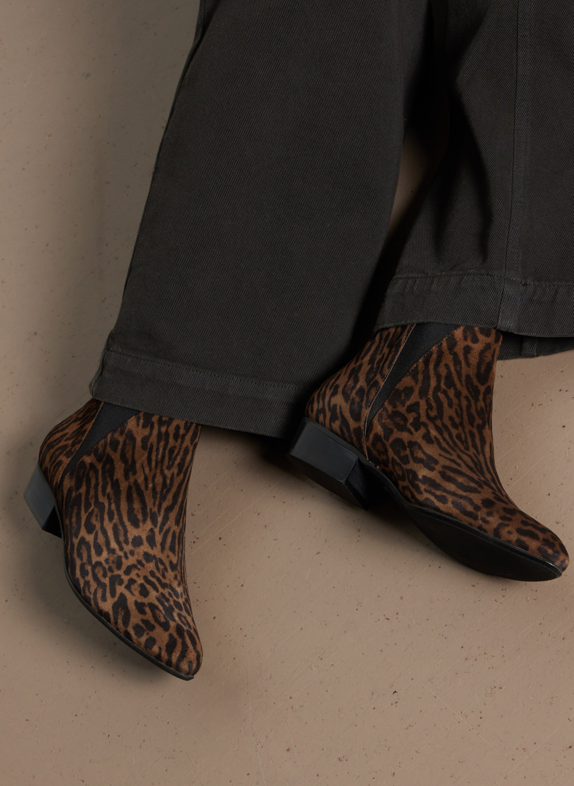 Bottines en cuir velours imprimé ANONYMOUS COPENHAGEN Marron