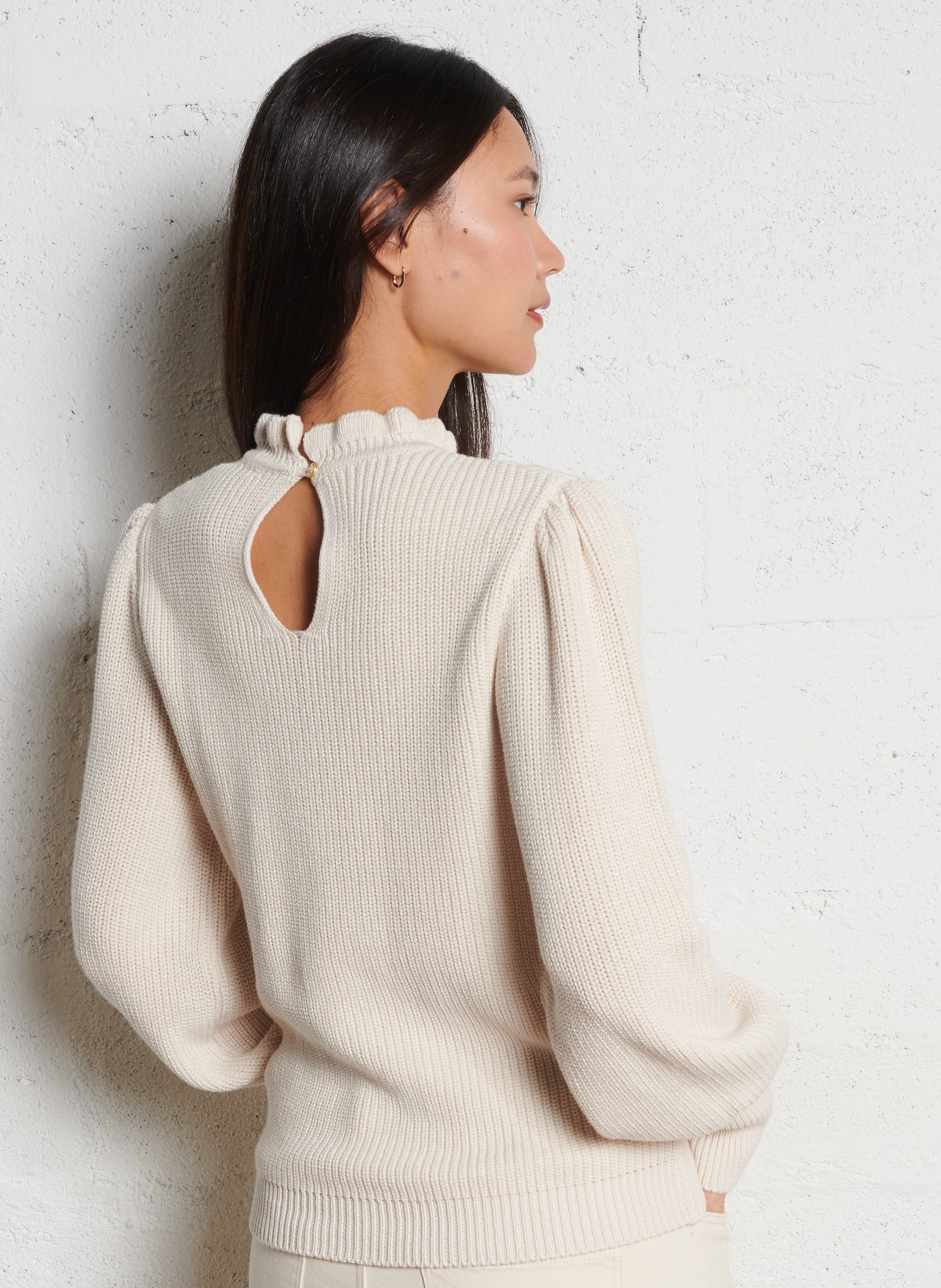 Colour block cotton sweater I CODE White