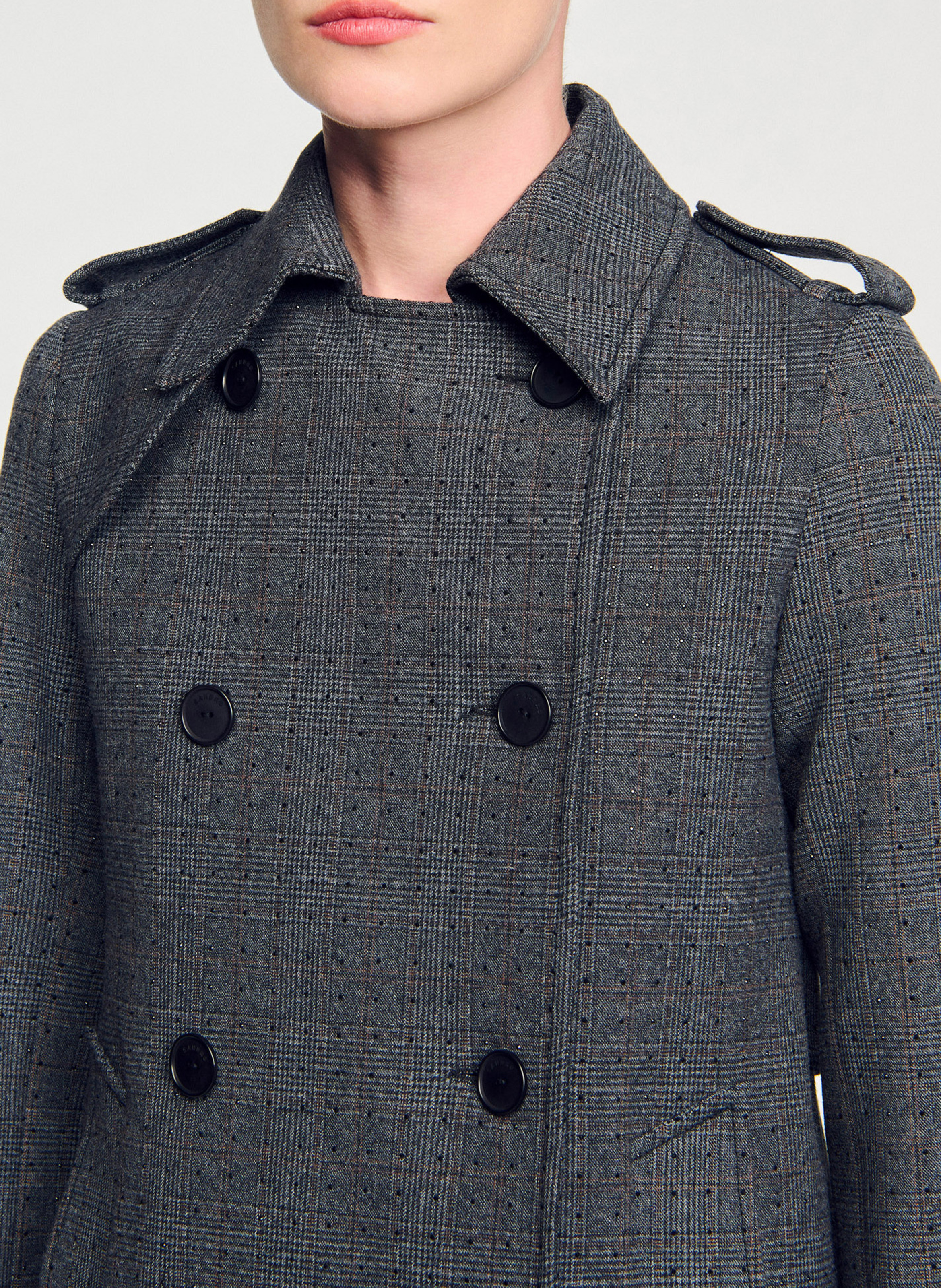 Rechte jas met klassieke kraag  SANDRO Grijs