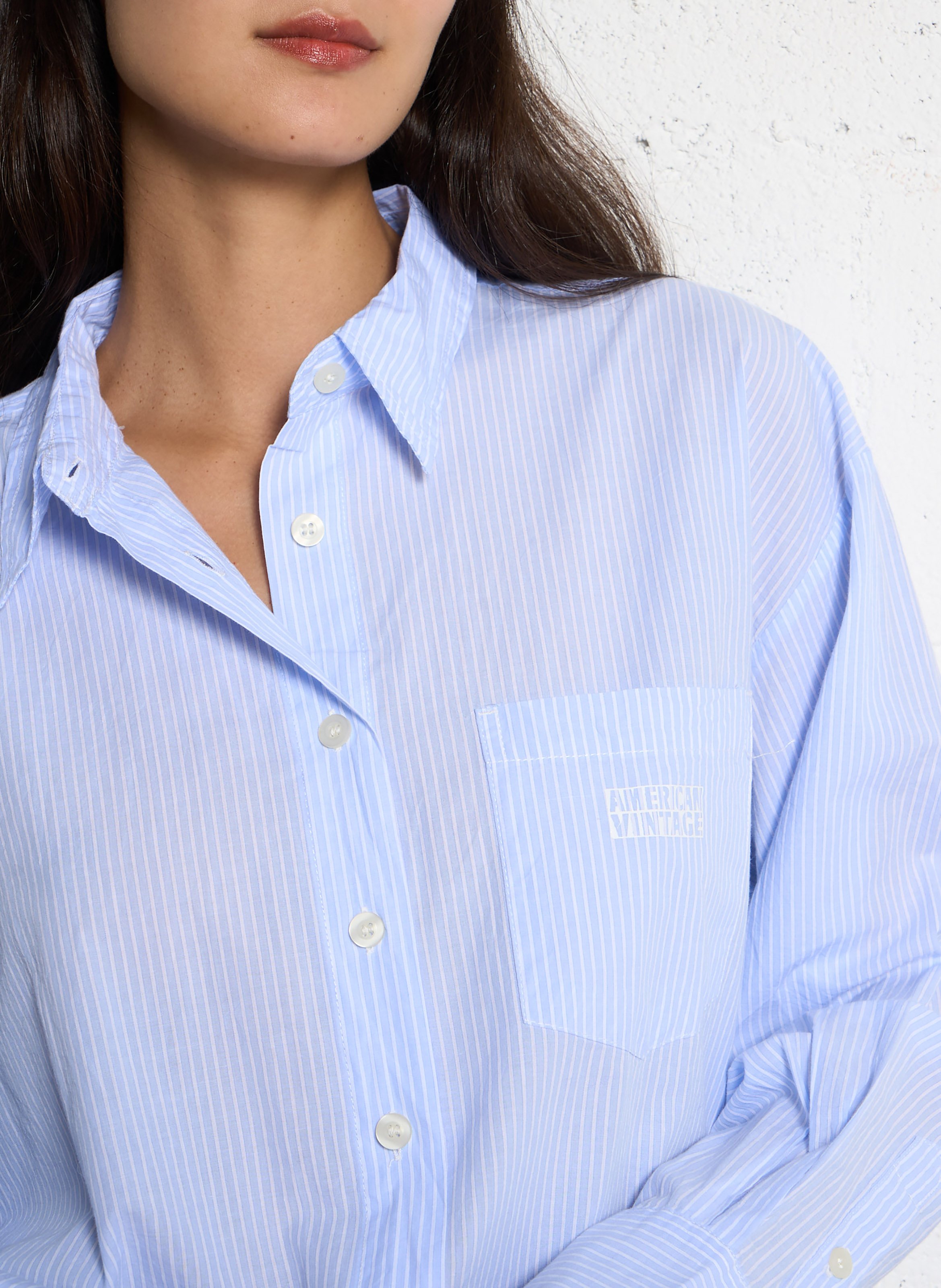 Katoenen blouse met klassieke kraag AMERICAN VINTAGE Blauw