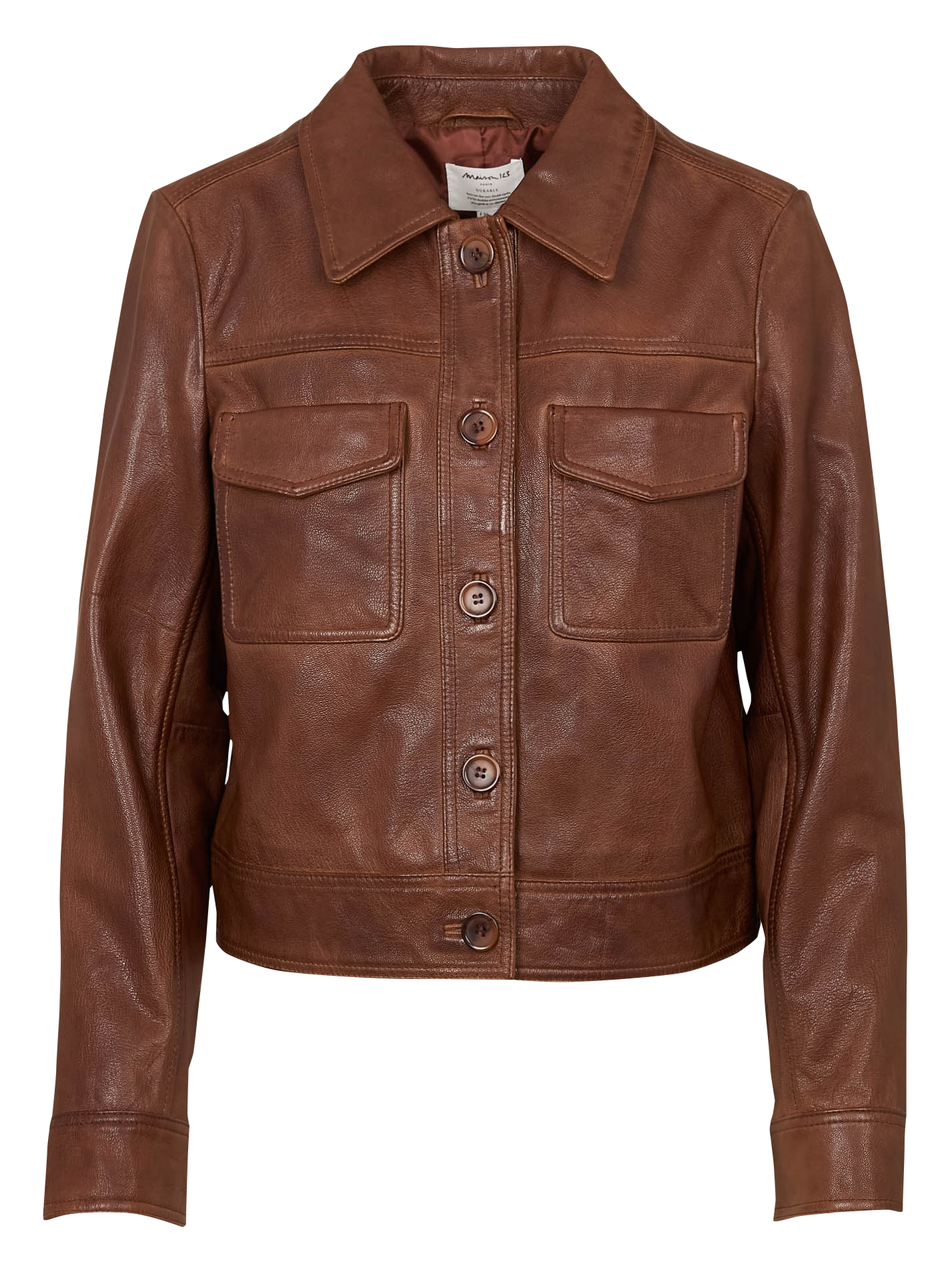 Veste courte boutonnée en cuir MAISON 123 Beige