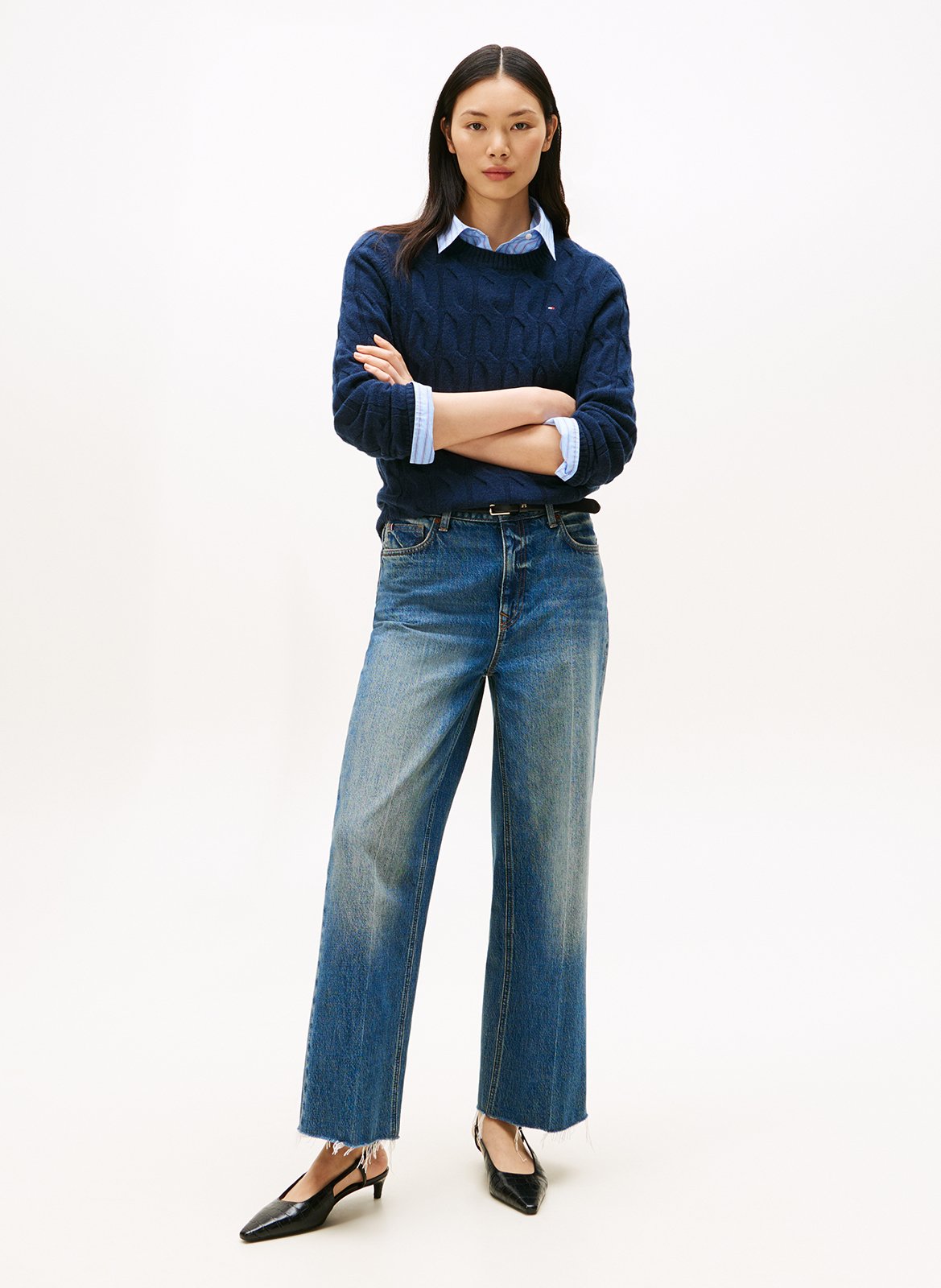 Pull col rond en laine  TOMMY HILFIGER Bleu