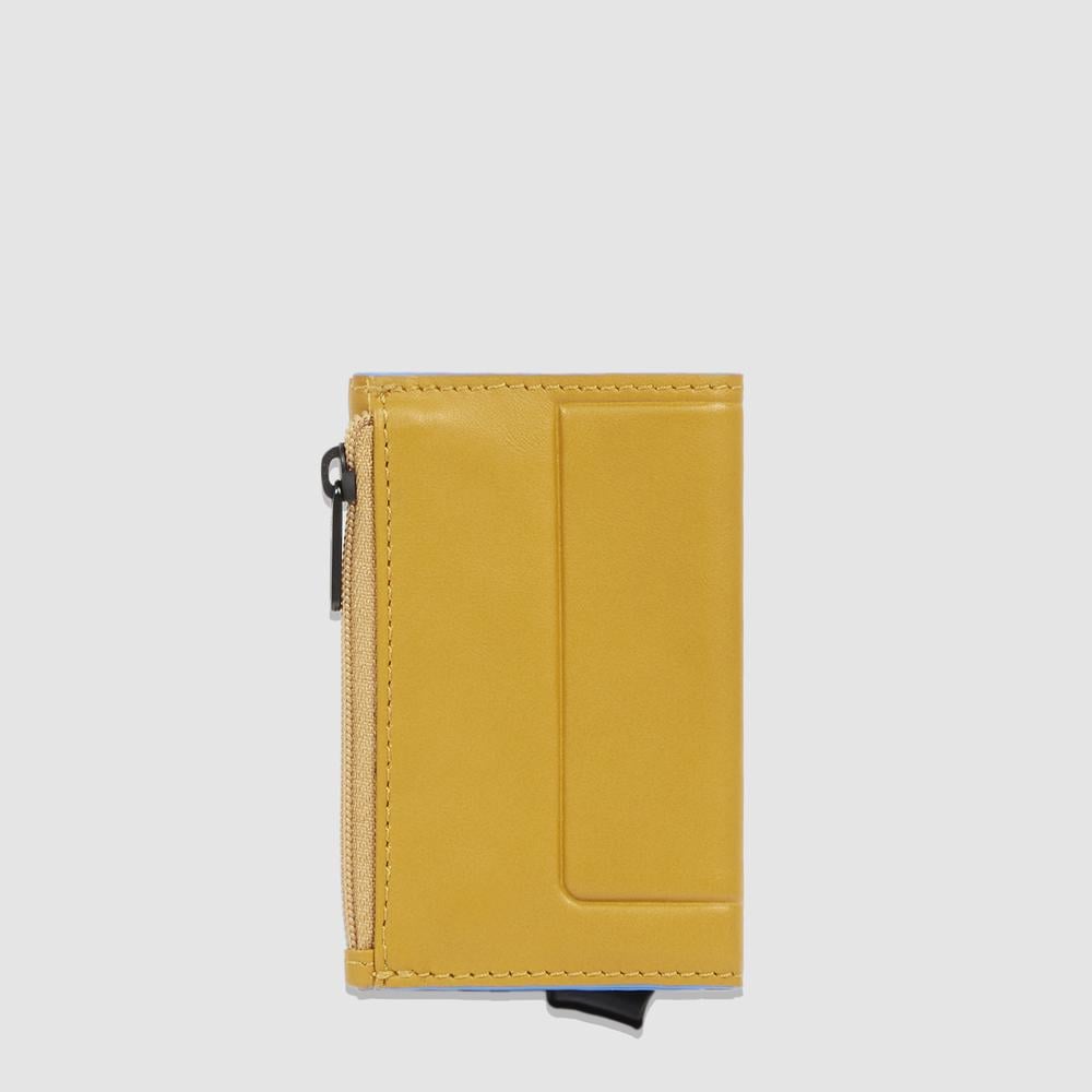 Compact wallet with pop-up card holder, coin pocket, and RFID protection PIQUADRO Yellow