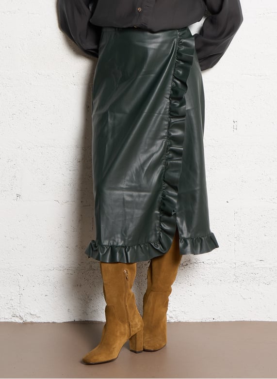 Ruffled faux leather wrap skirt - 36 Ruffled faux leather wrap skirt - 36