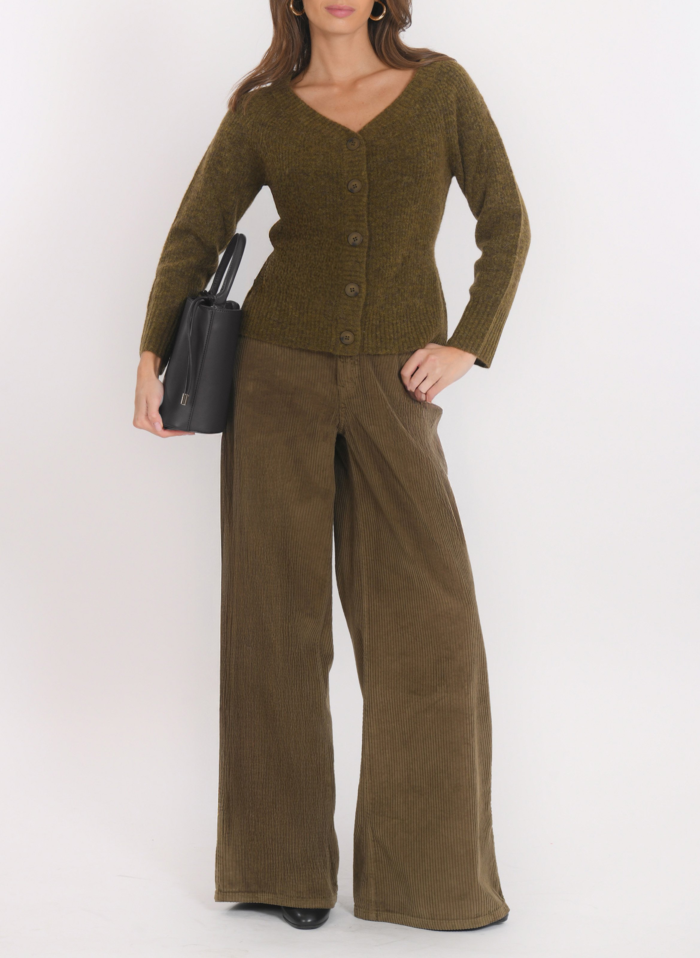 Getailleerd vest met knopen van gemengde wol KOOKAI Kaki