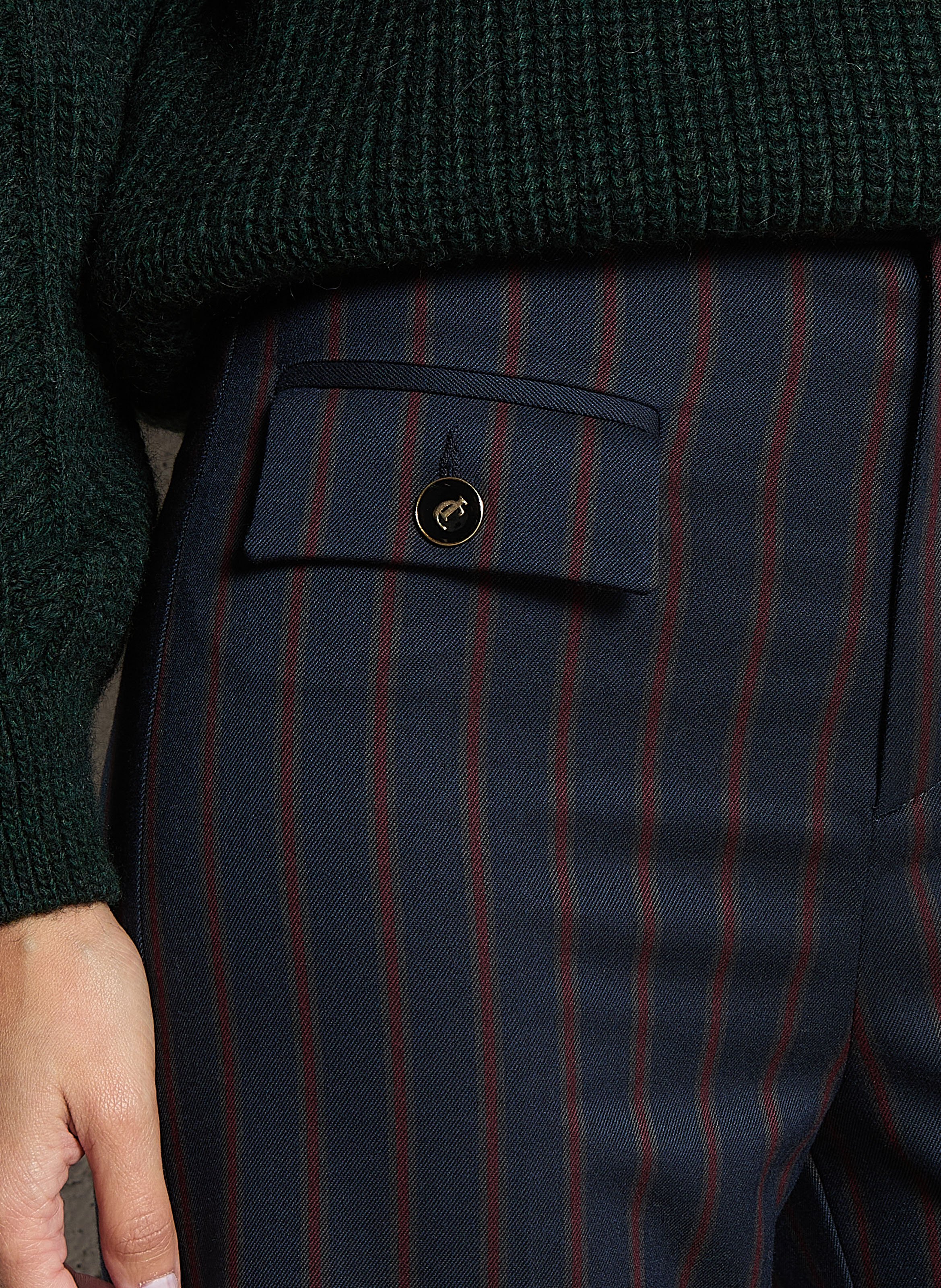 Pantalon évasé taille haute à rayures I CODE Bleu