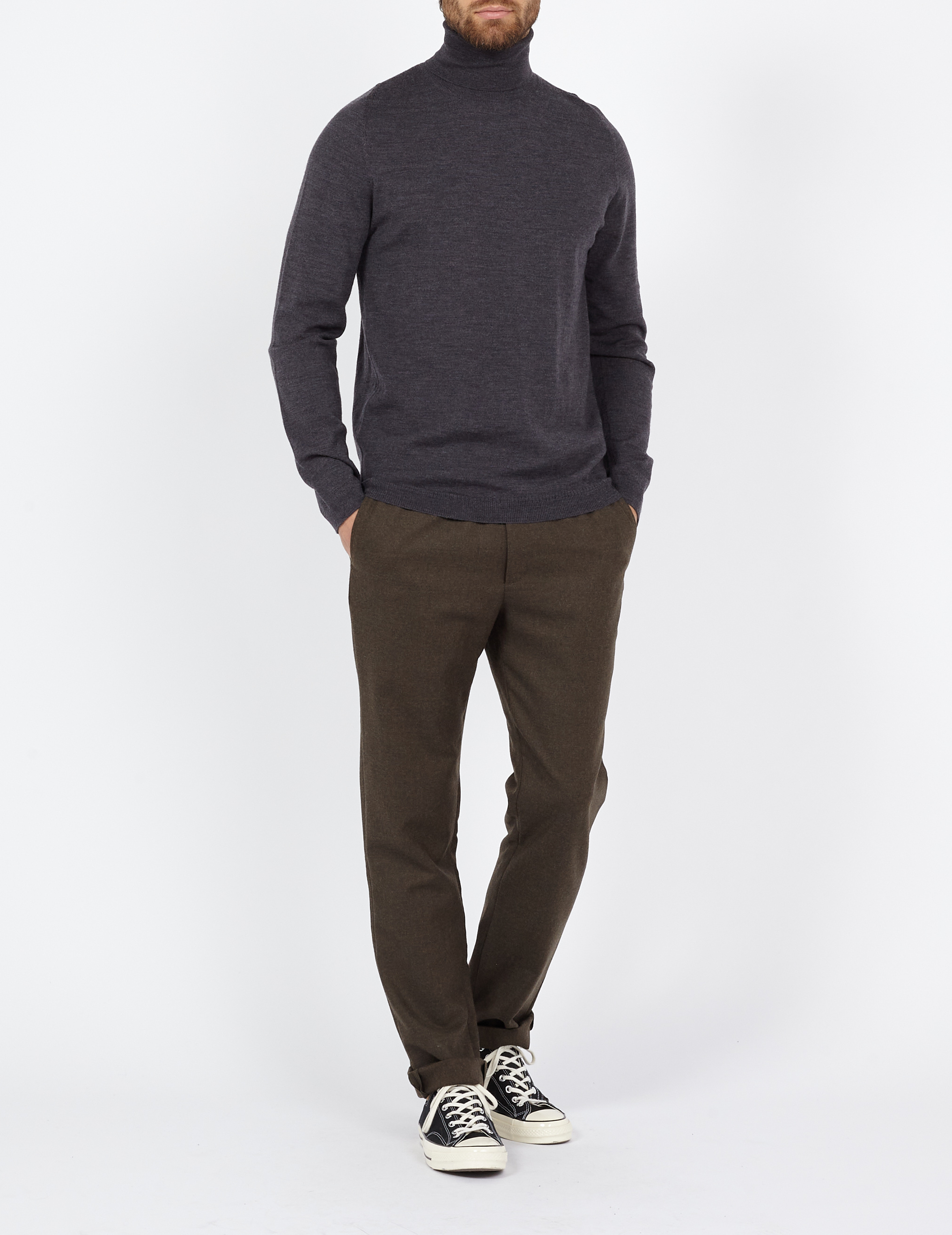 Rollkragenpullover aus Wolle, Regular Fit AU PRINTEMPS PARIS Grau