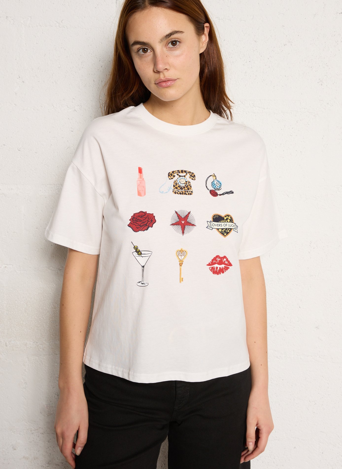 Tee-shirt ample manches courtes sérigraphié NEVER FULLY DRESSED Blanc