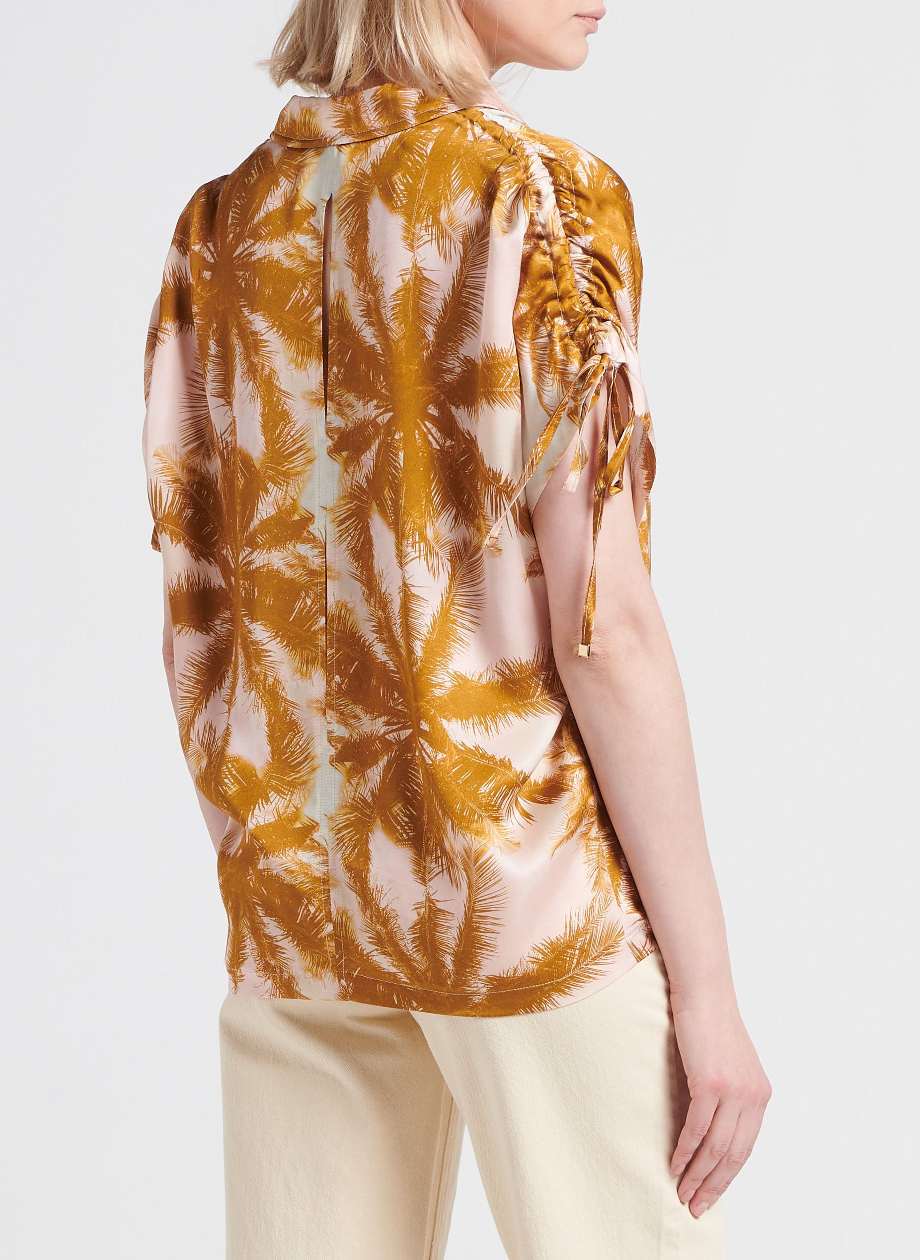 Top col classique V cache-coeur rayé en crêpe LA PETITE FRANCAISE Orange