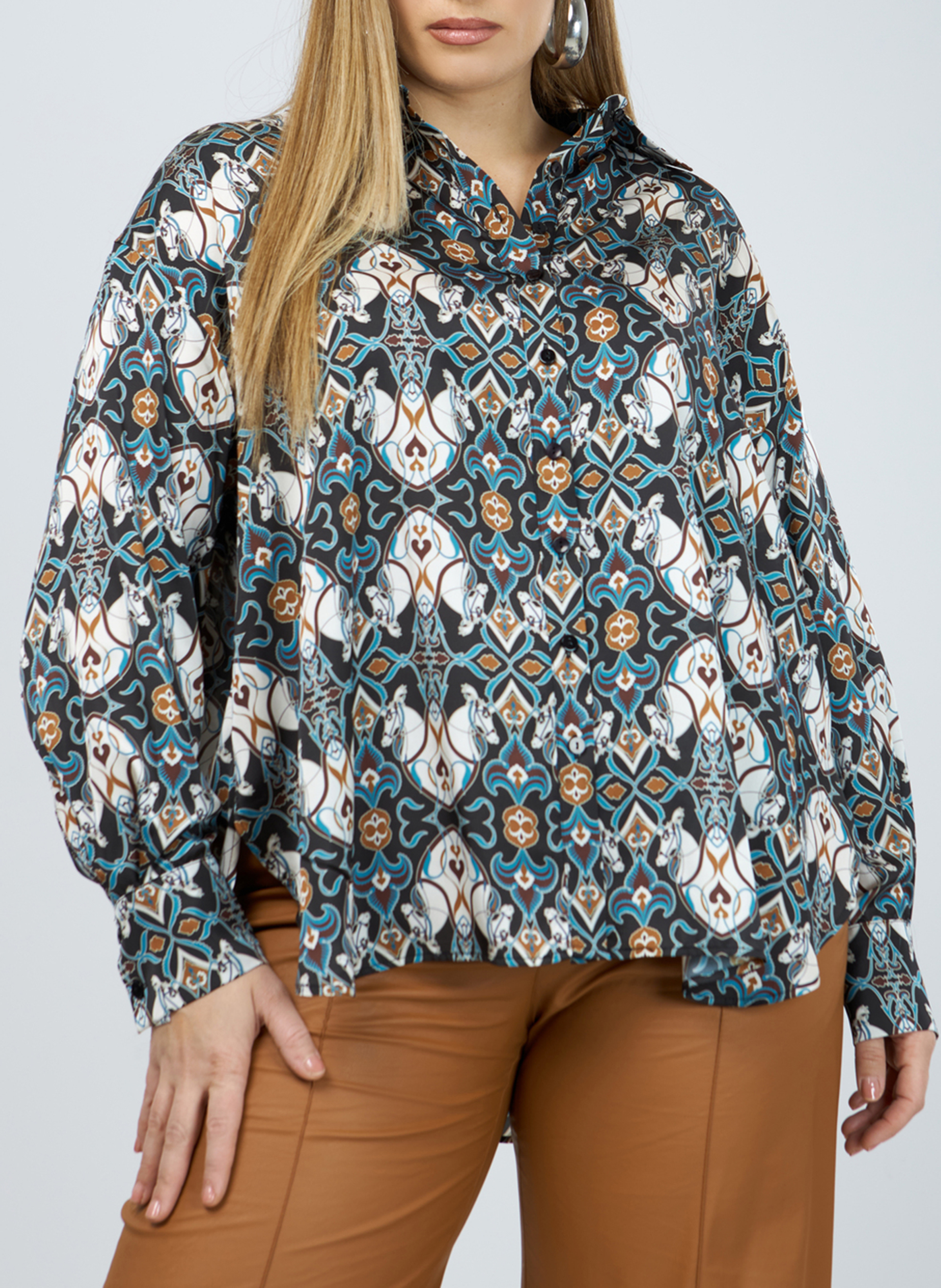 Chemise col classique imprimée  MAT FASHION Bleu