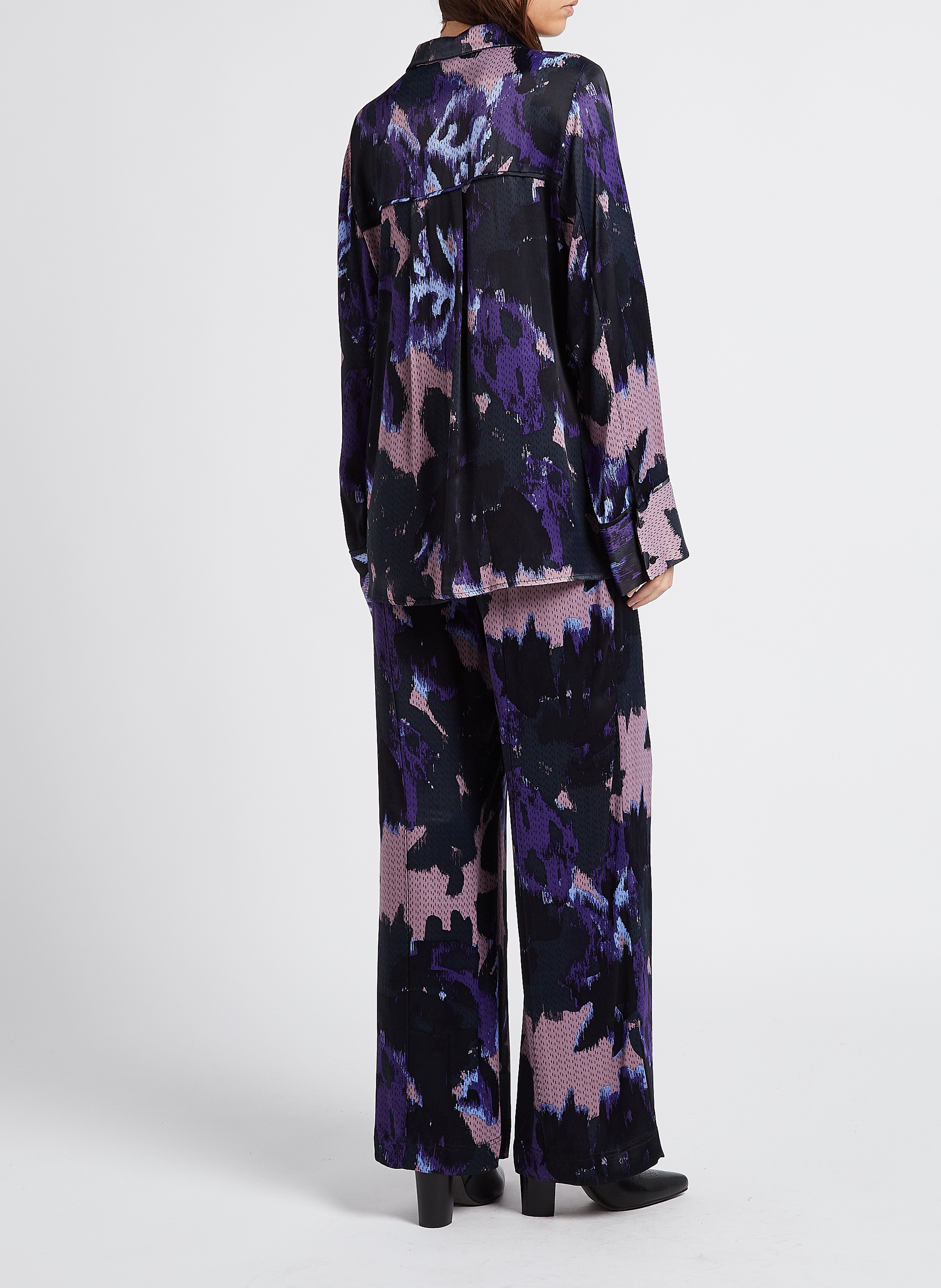 Printed high-waisted wide-leg trousers VILA Blue