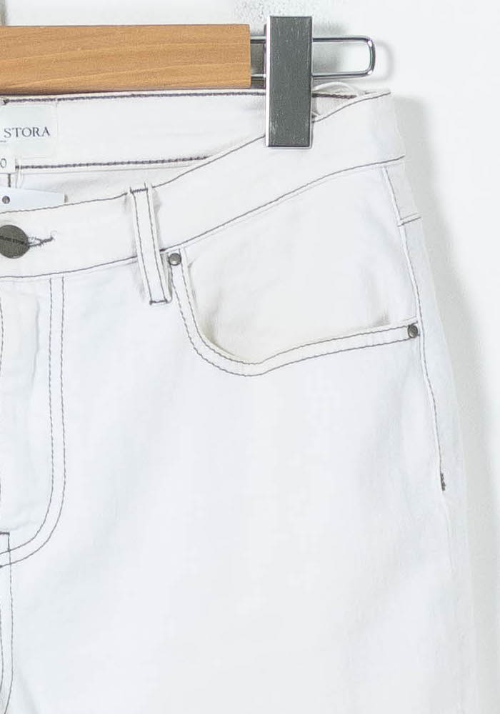 Cropped slim jeans with studs CHLOE STORA - SECONDE MAIN White