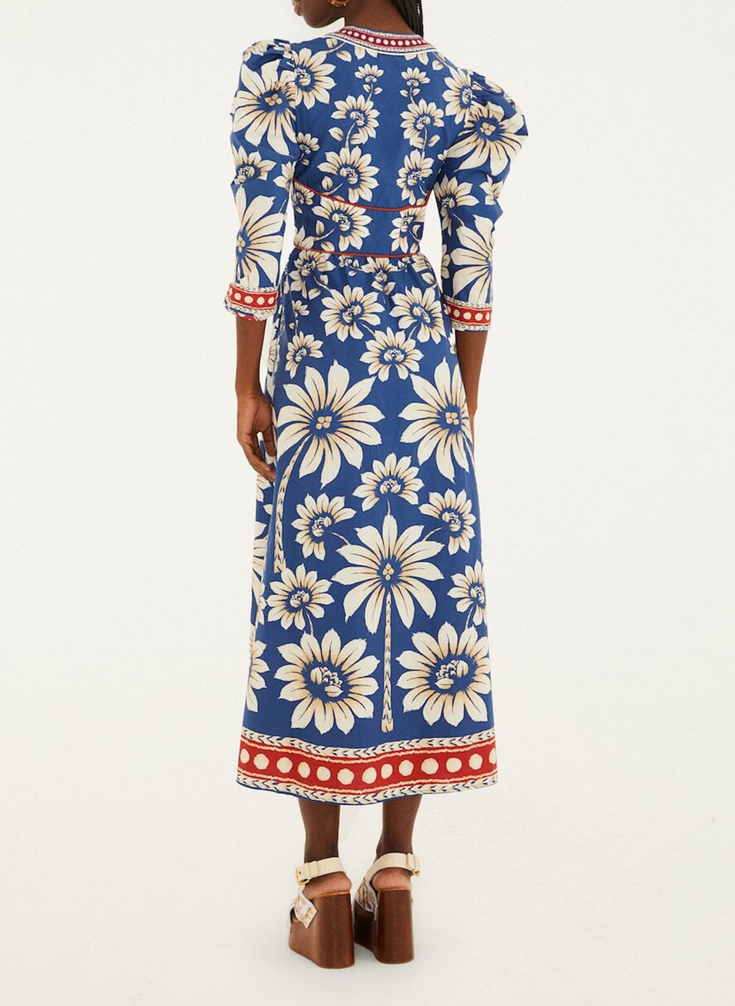 Long V-neck dress FARM RIO Blue