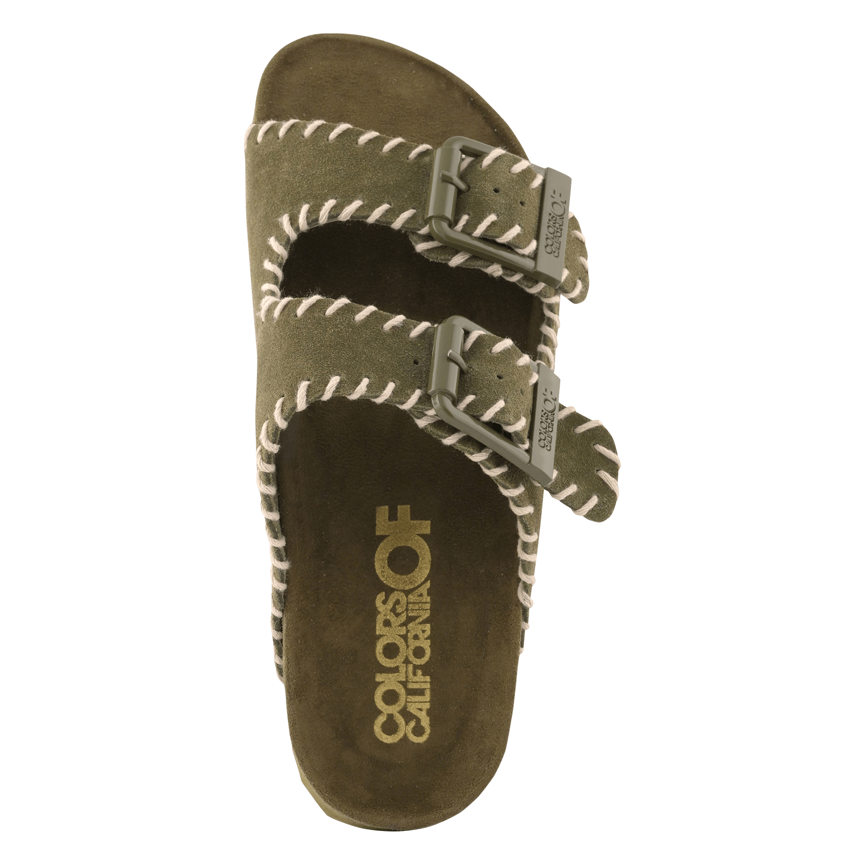 Sandales plates en cuir velours COLORS OF CALIFORNIA Kaki