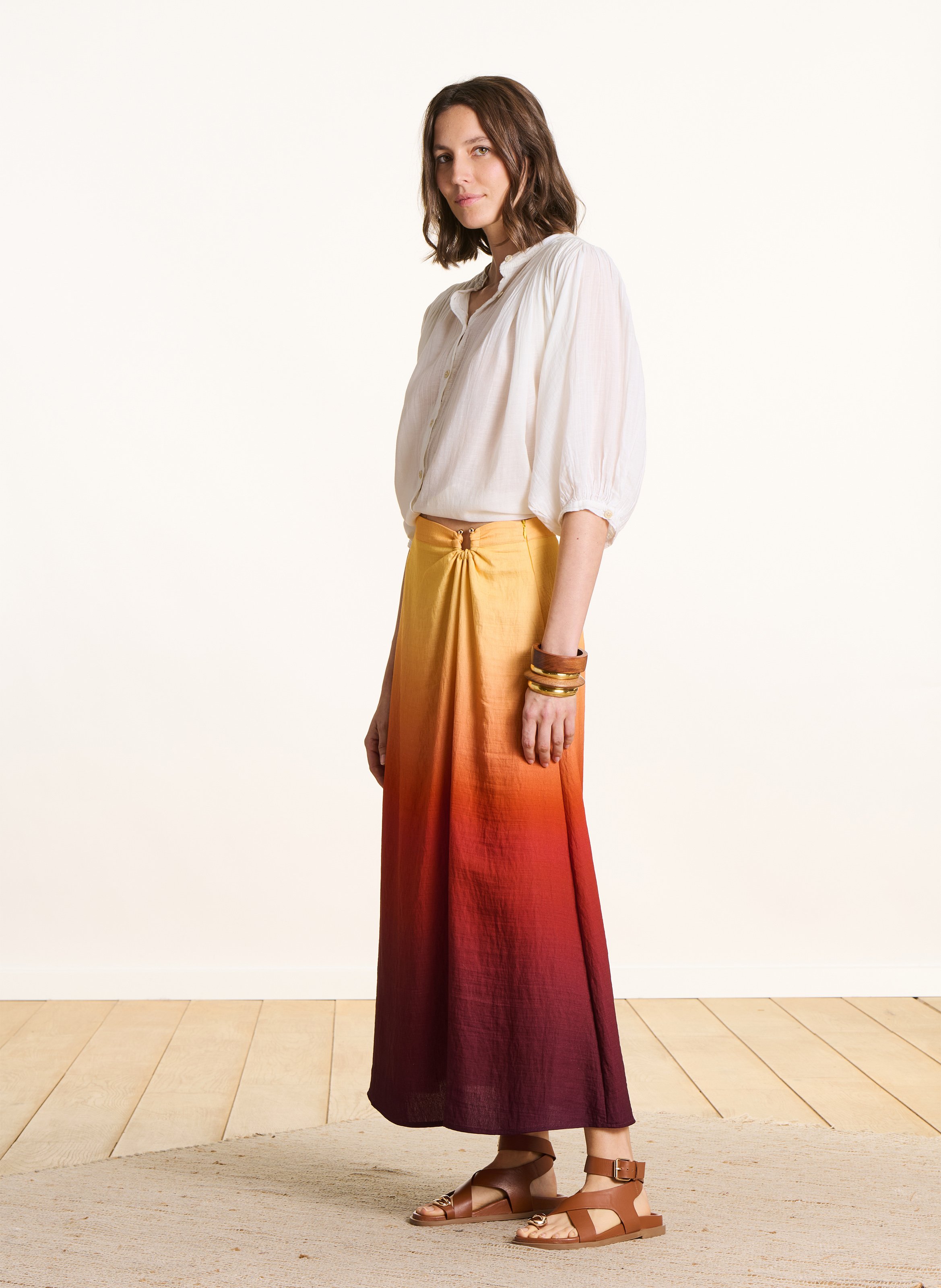 Jupe midi  à imprimé tie and dye LA FEE MARABOUTEE Multicolore