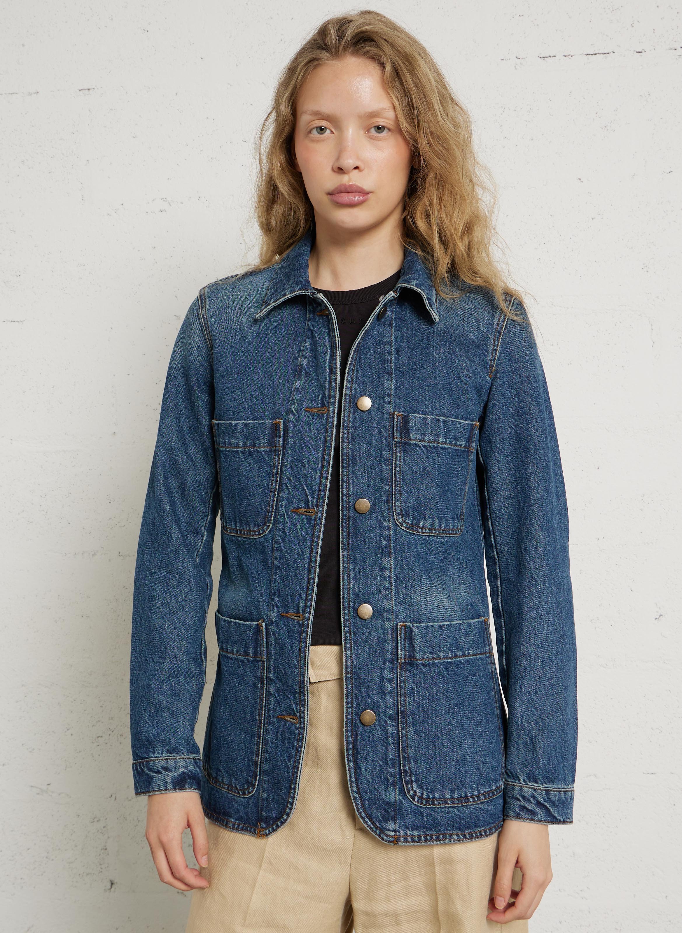 Taillierte Jeansjacke aus Baumwolle SOEUR Blau