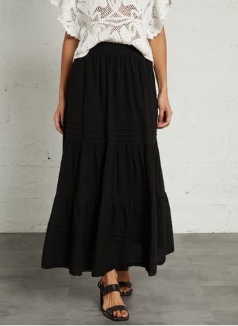 Jupe longue évasée - Femme | MANGO Niger Jupe longue évasée - Femme | MANGO Niger