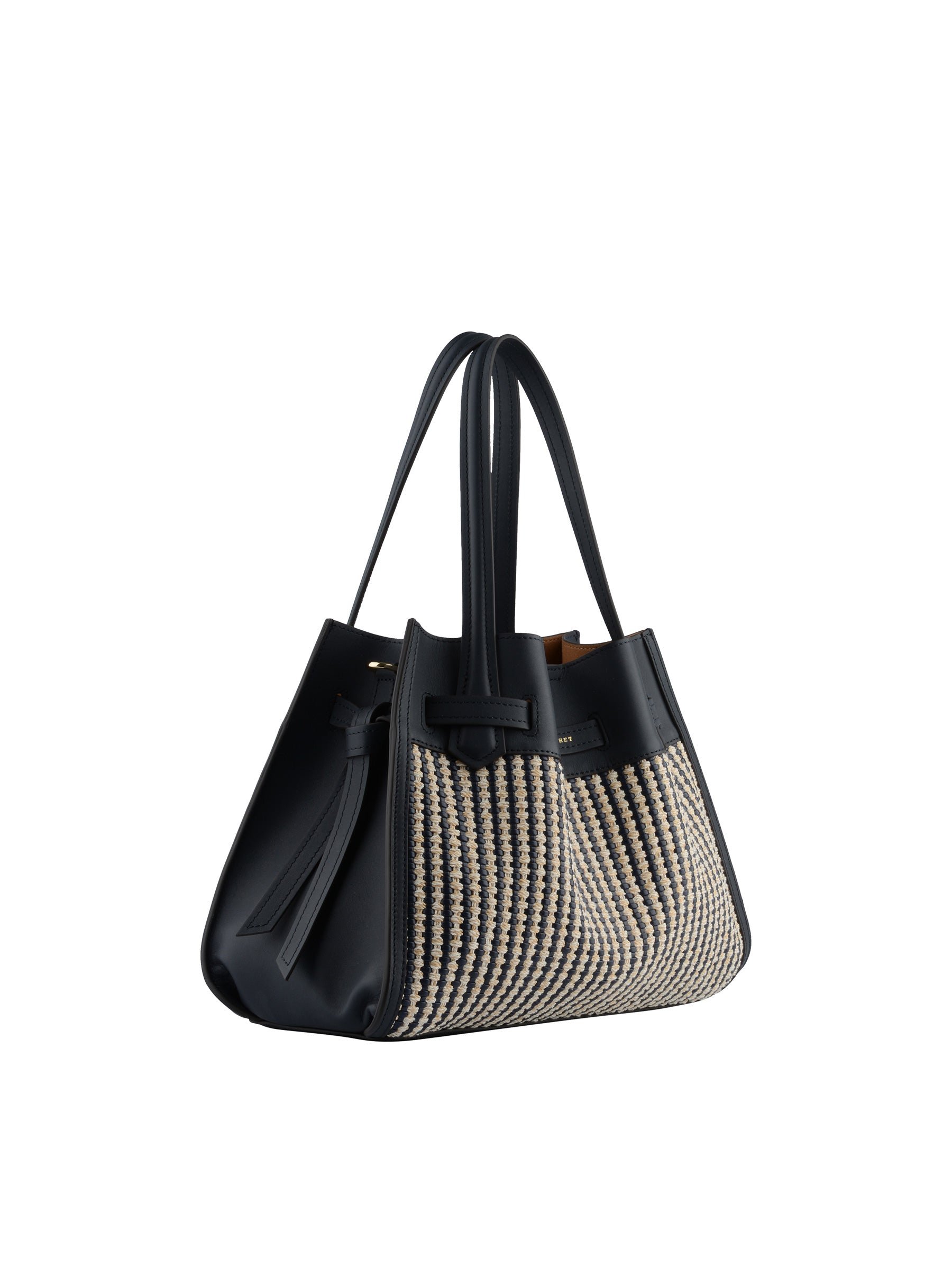 Calfskin leather handbag POURCHET Blue