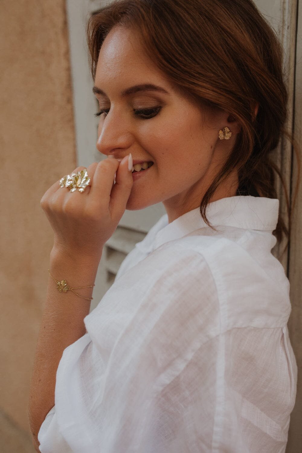 Gold-plated leaf ring MONSIEUR SIMONE Silver