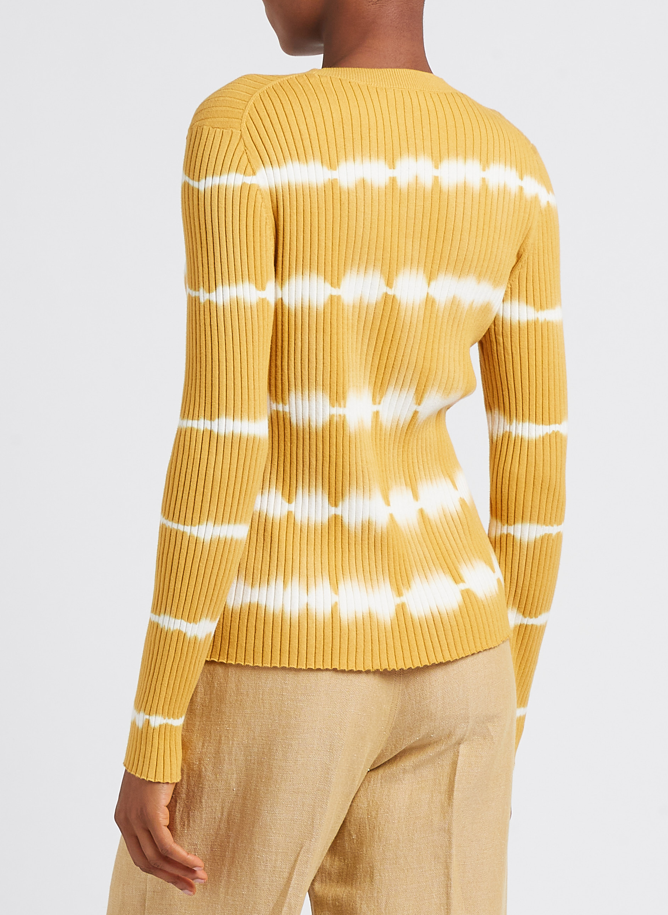 Geripptes Rundhals-Top aus Bio-Baumwolle in Batik-Optik PAUL SMITH Gelb