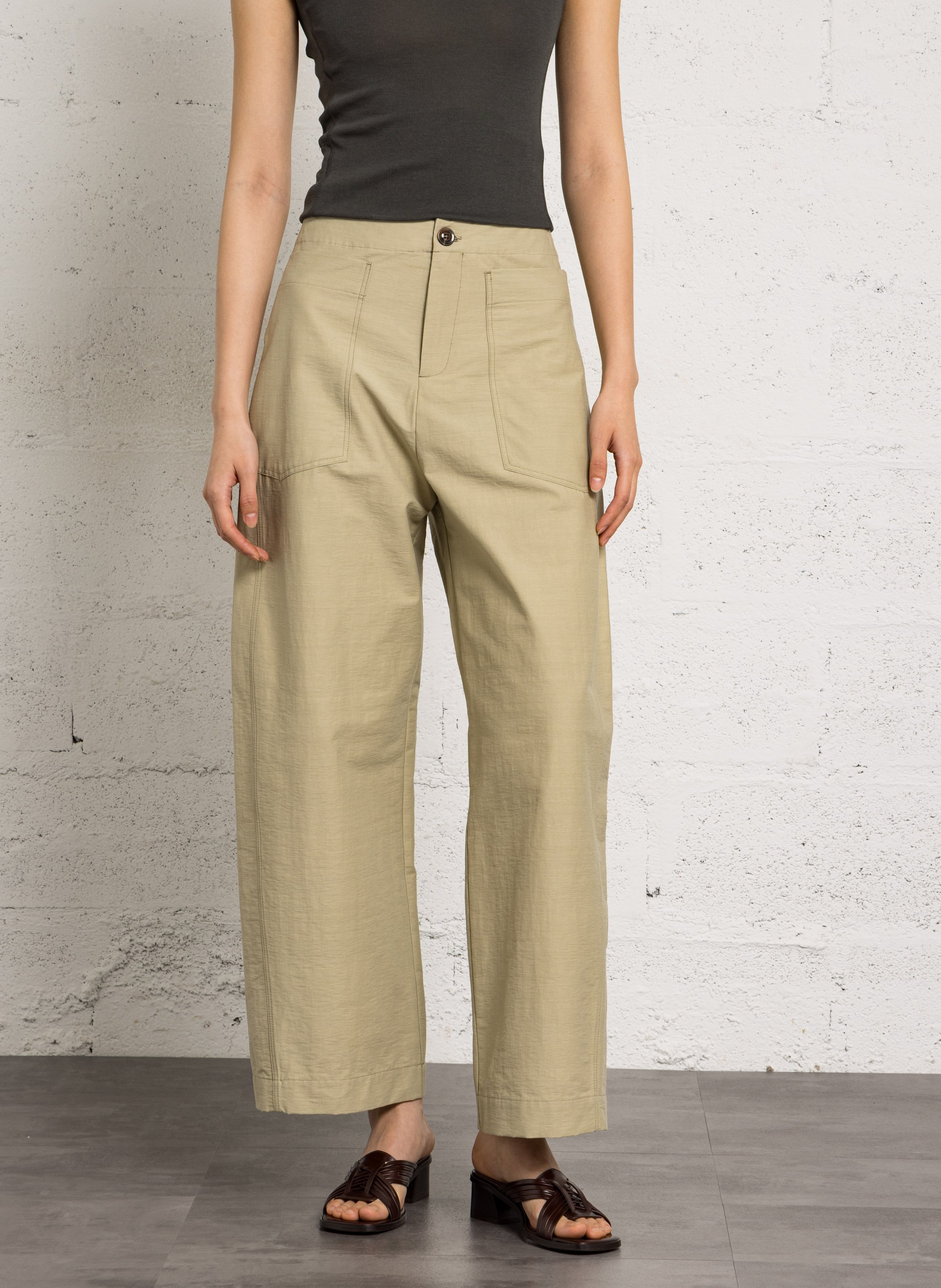 Wide-leg organic cotton-blend pants SOEUR Green