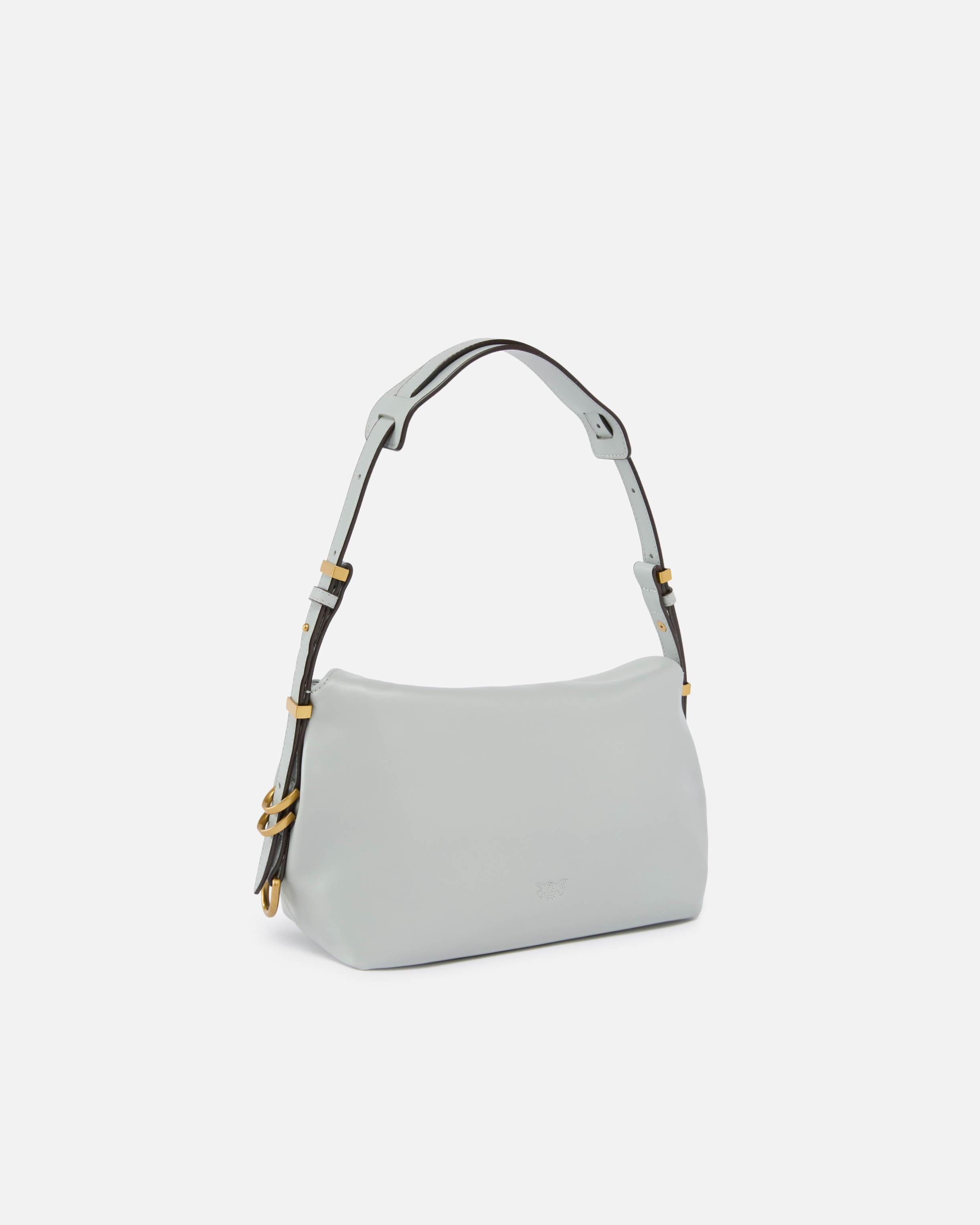 Small leather saddle bag shoulder bag PINKO Grey